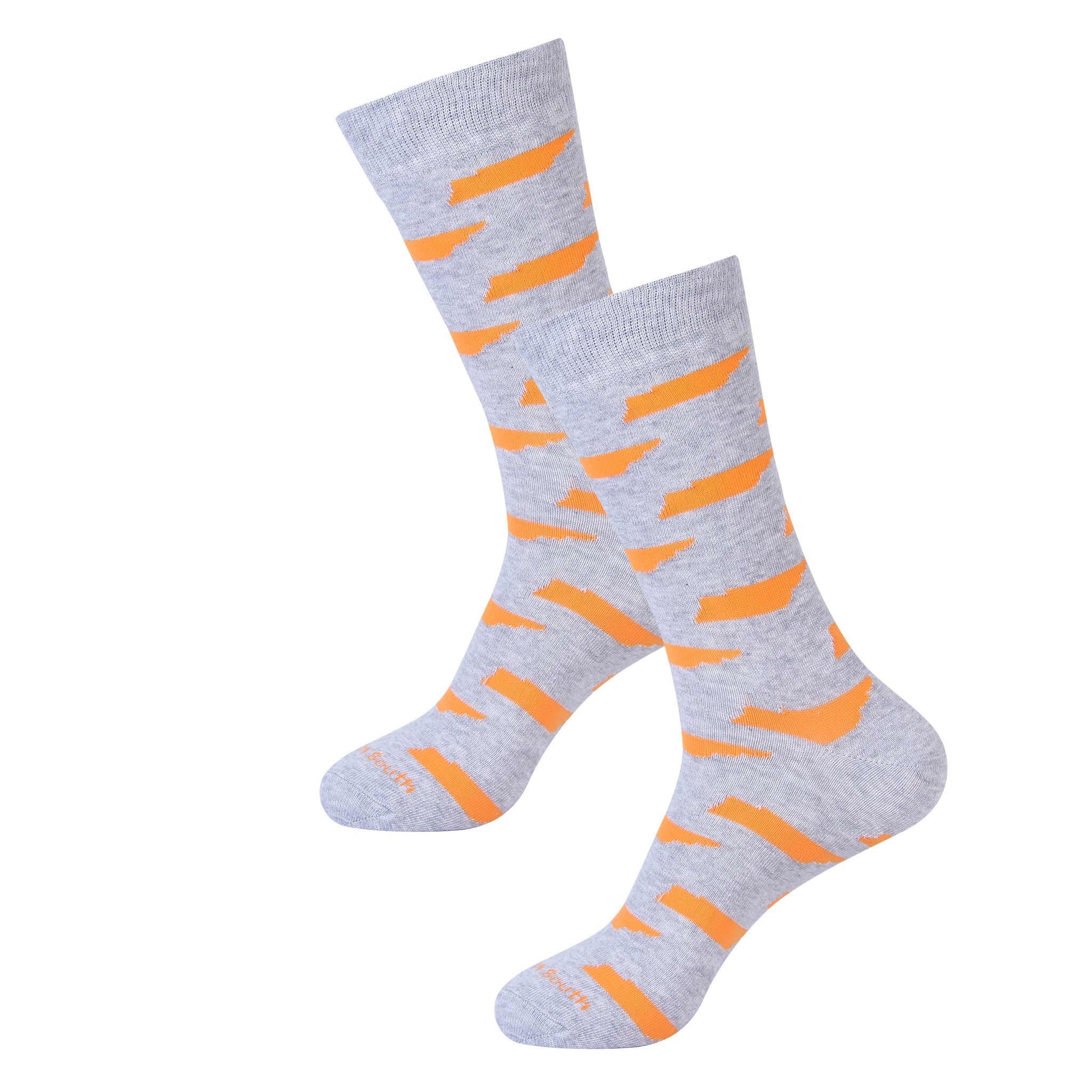 Grey/Orange Tennessee Shape Socks