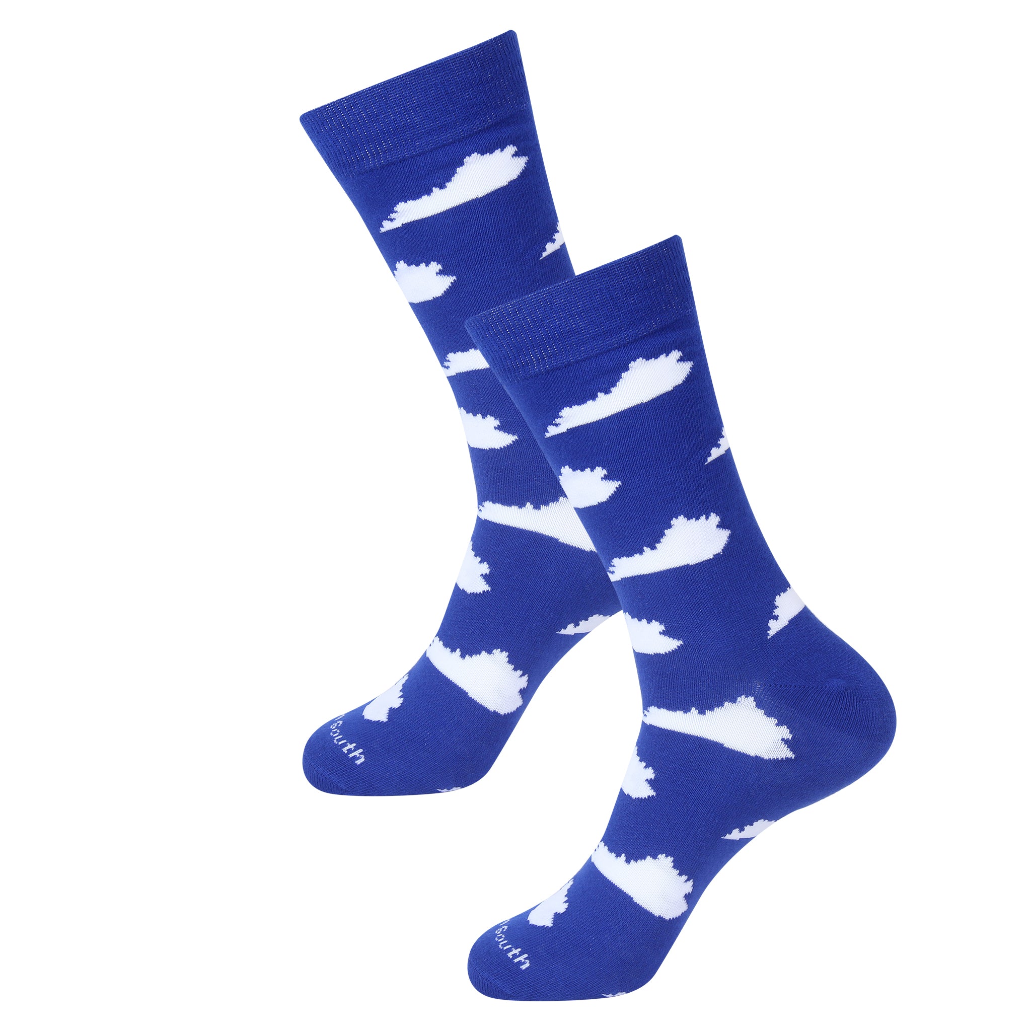 Blue/White Kentucky Shape Socks