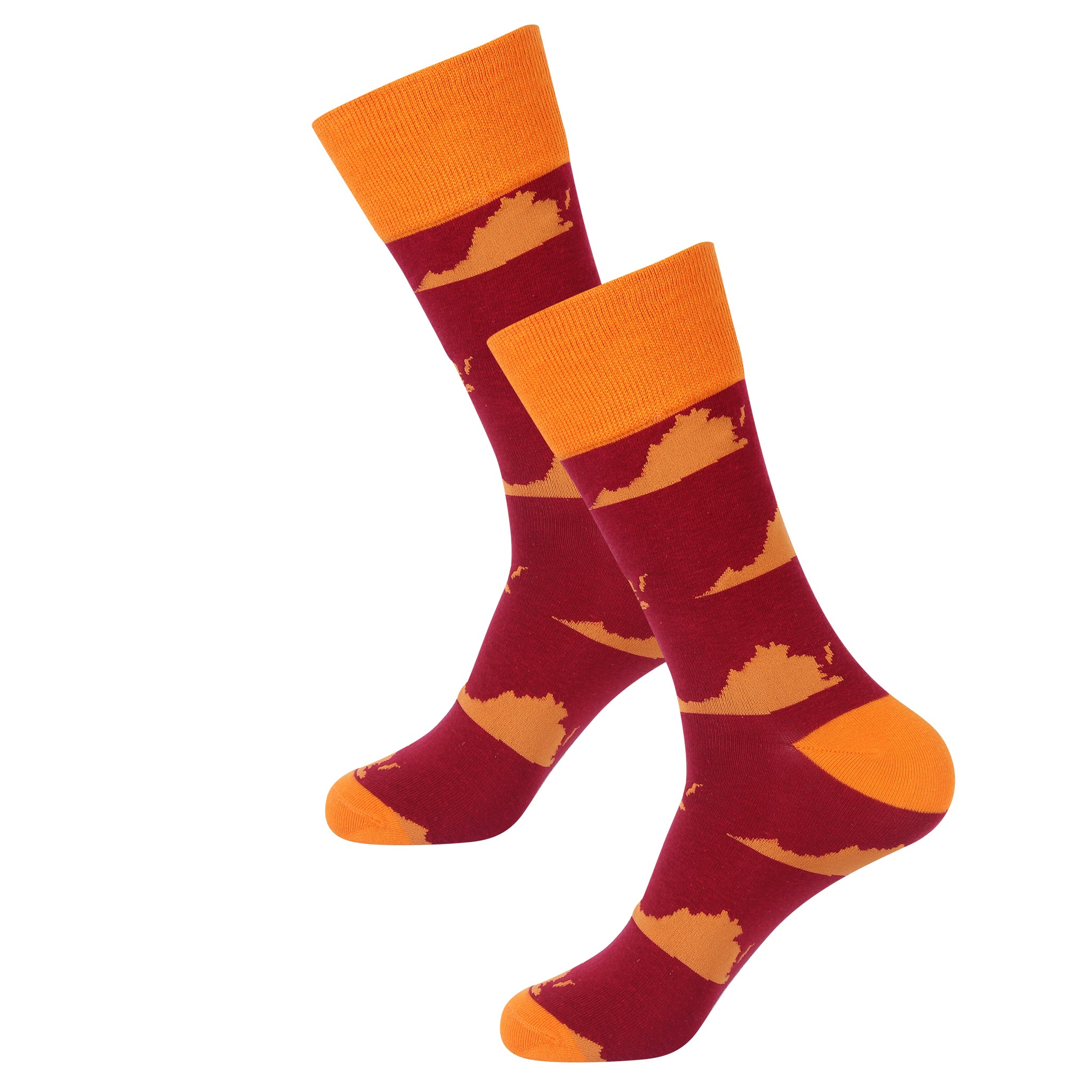 Maroon/Orange Virginia Shape Socks