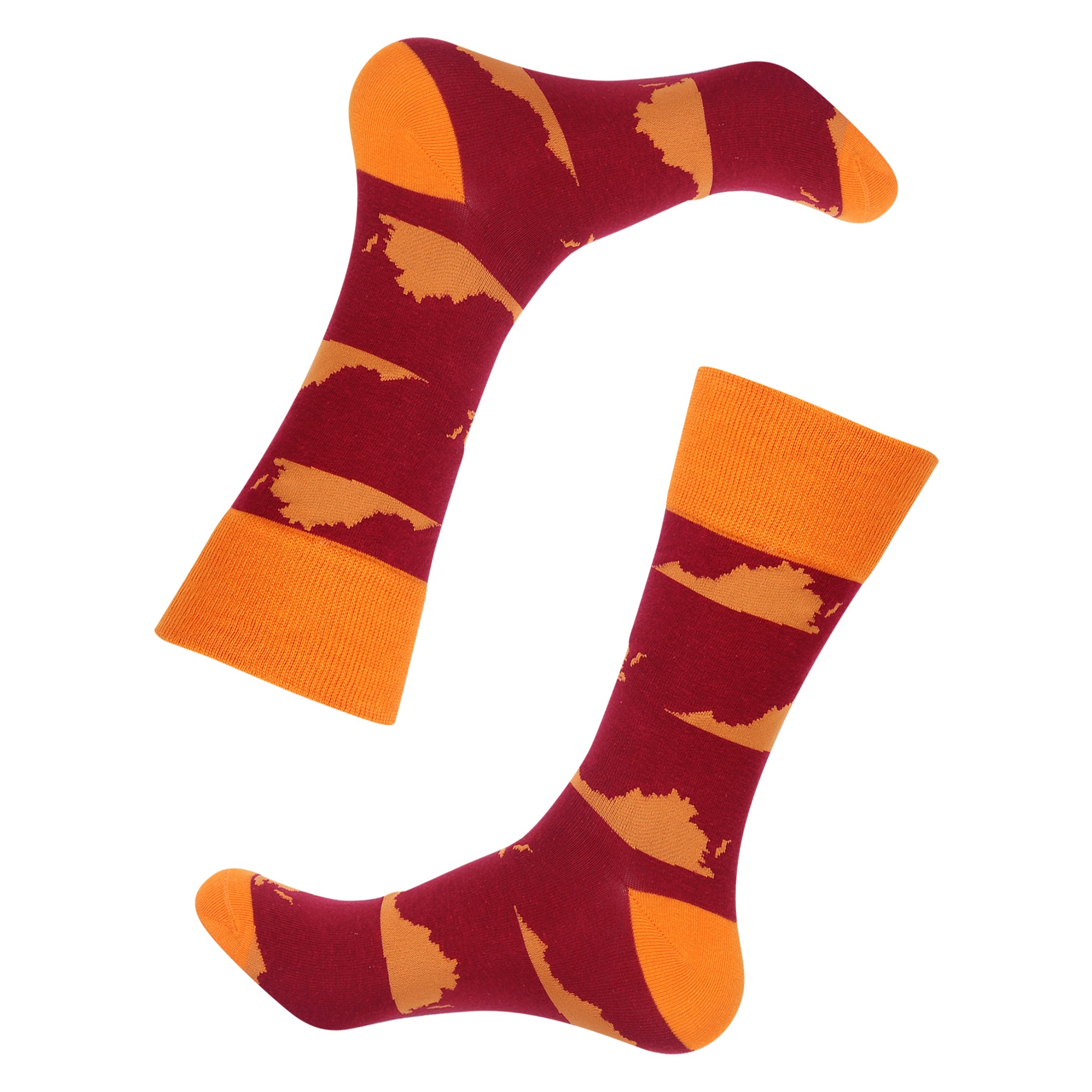 Maroon/Orange Virginia Shape Socks