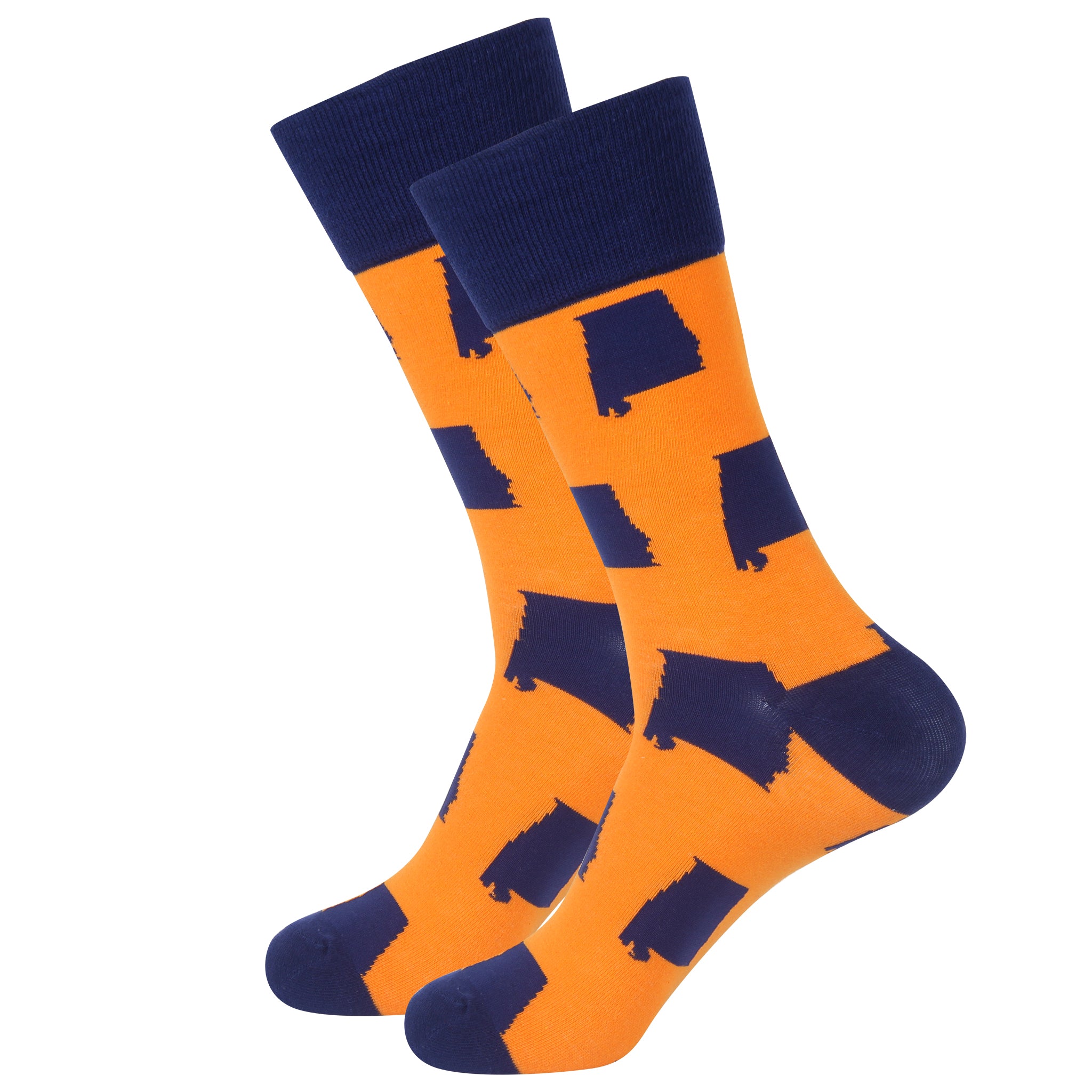 Orange/Blue Alabama Shape Socks