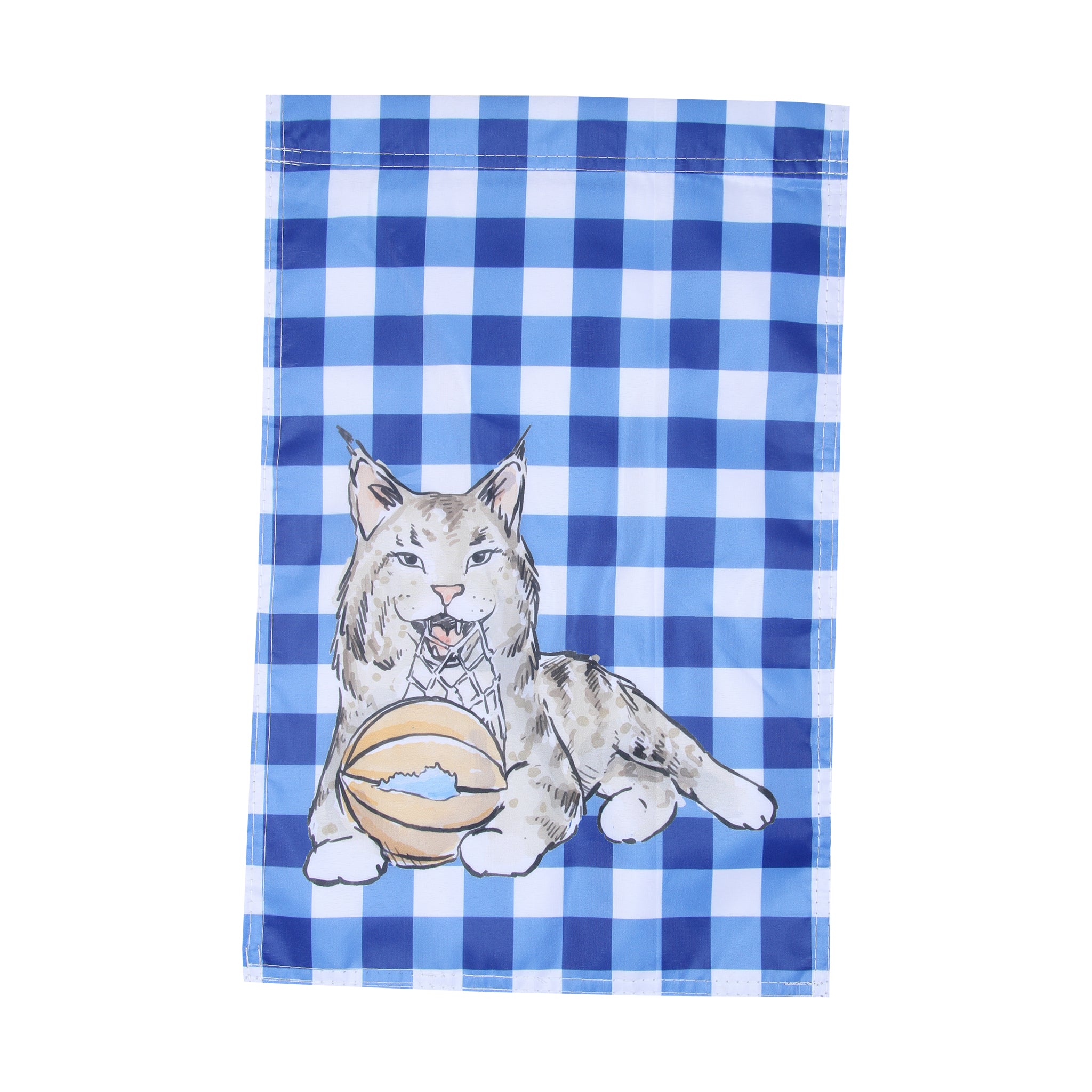 Blue Plaid Sitting Wildcat KY Garden Flag - Barrel Down South