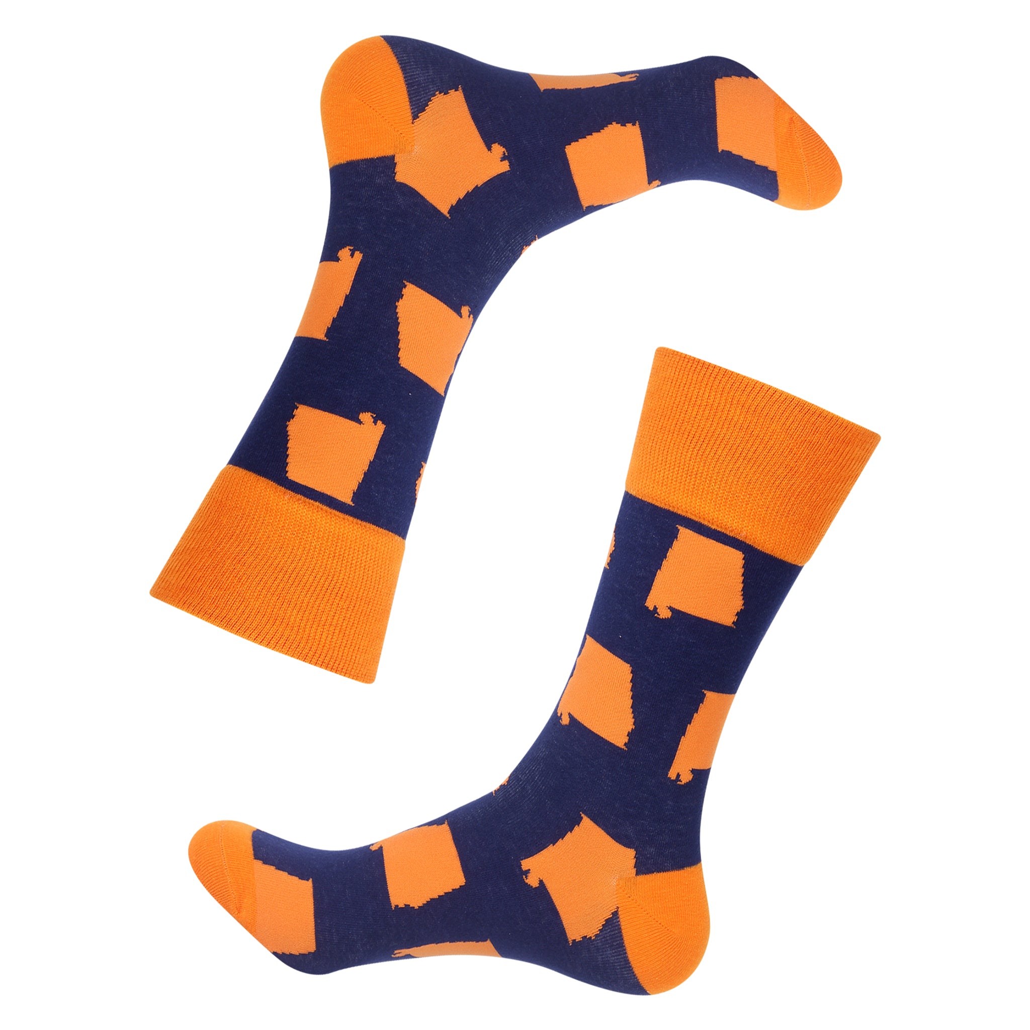 Blue/Orange Alabama Shape Socks