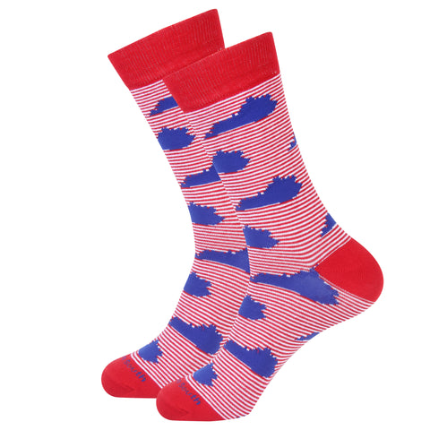 Red White and Blue Stripe Kentucky Socks