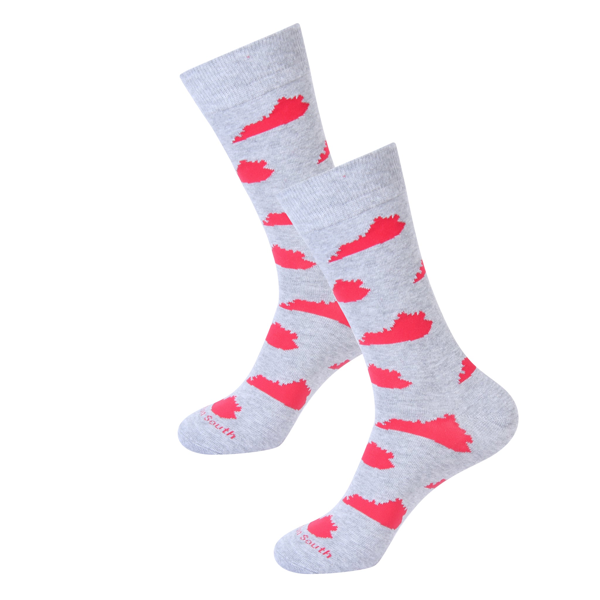 Grey/Red Kentucky Shape Socks
