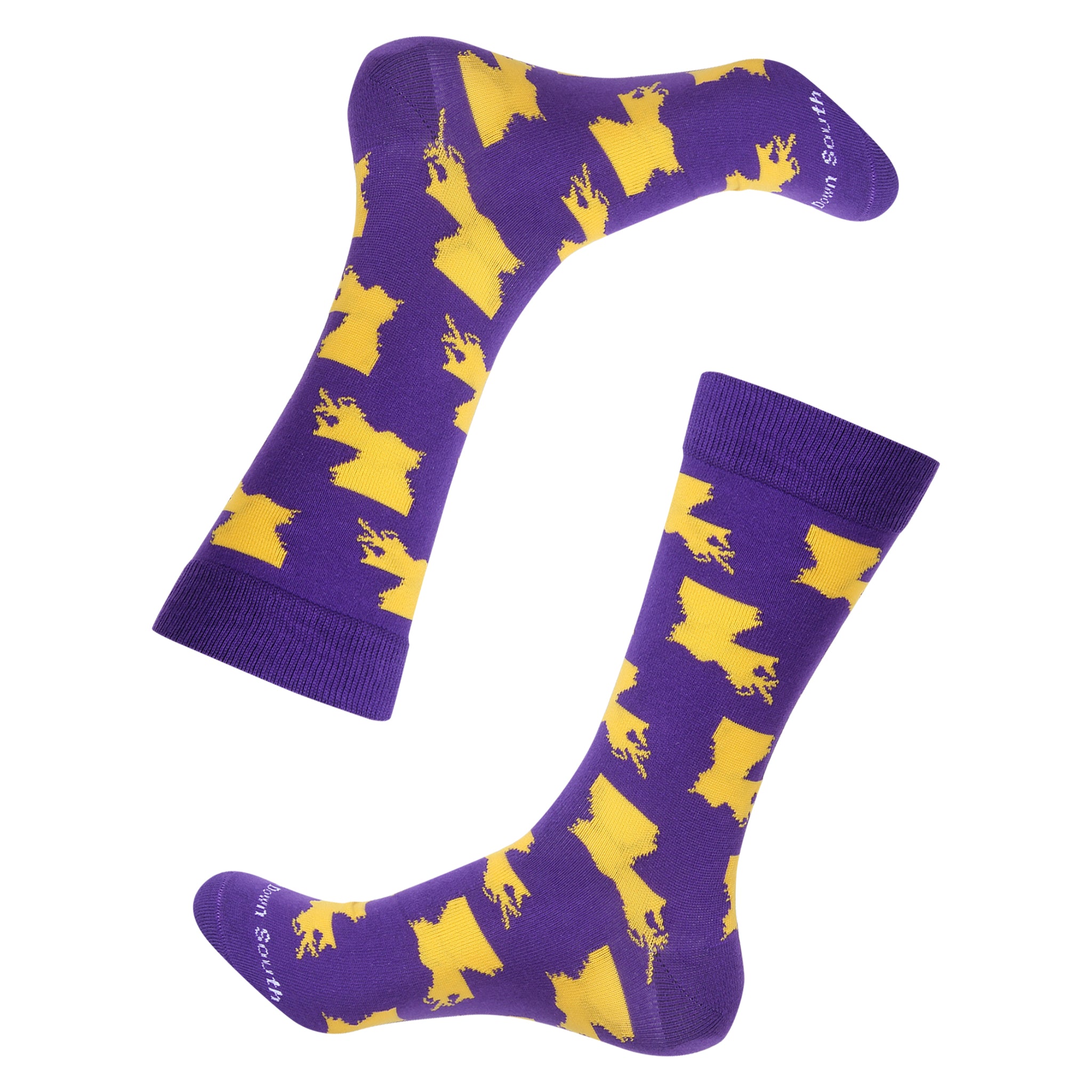 Purple/Gold Louisiana Shape Socks