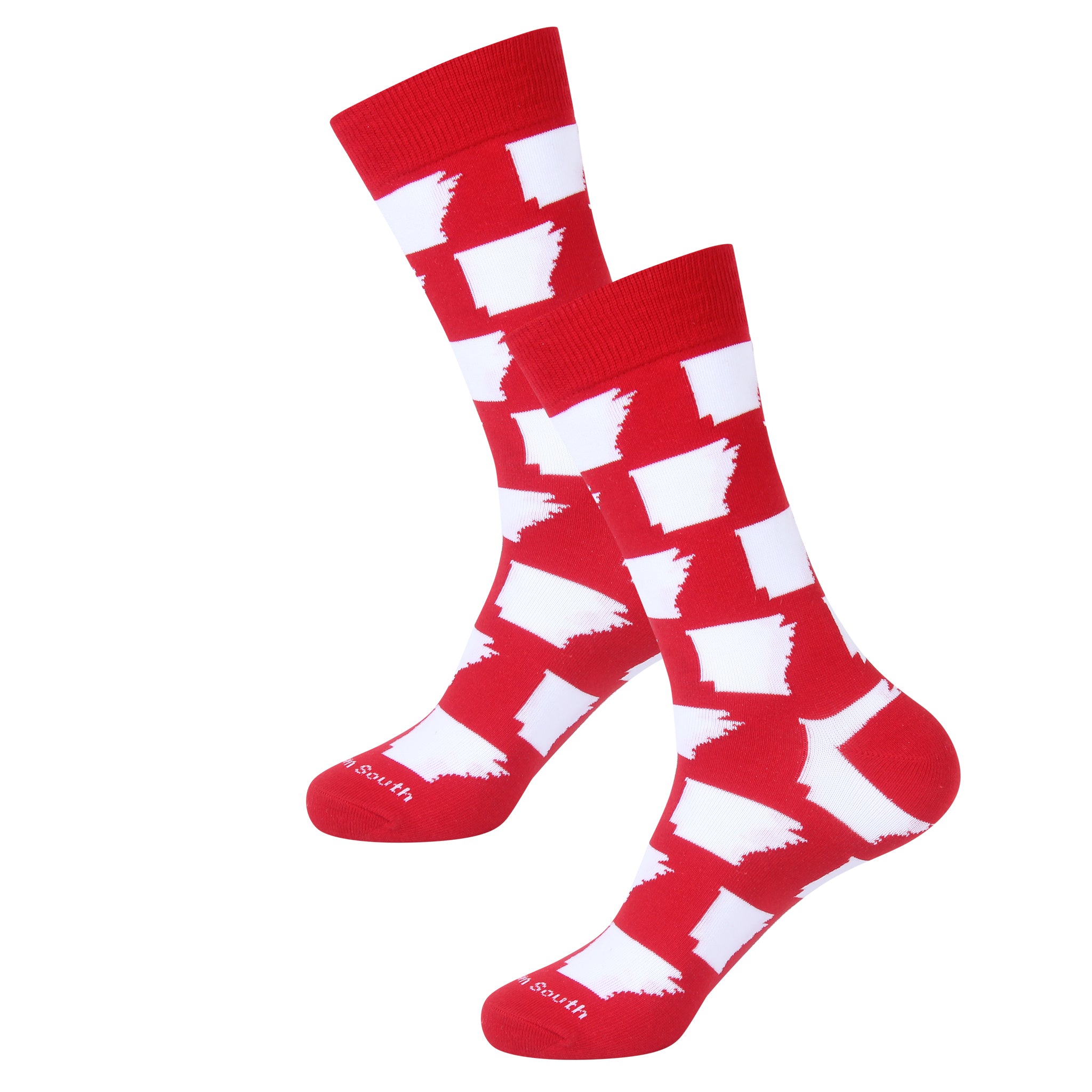 Red/White Arkansas Shape Socks