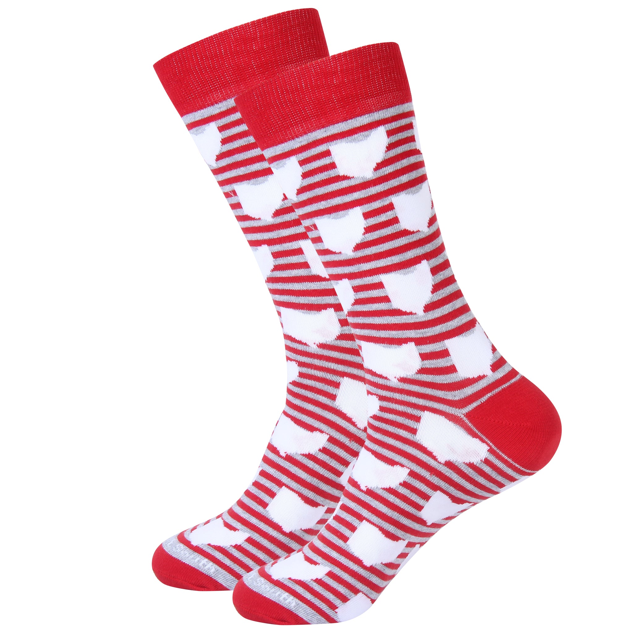 Red Stripe Ohio Shape Socks