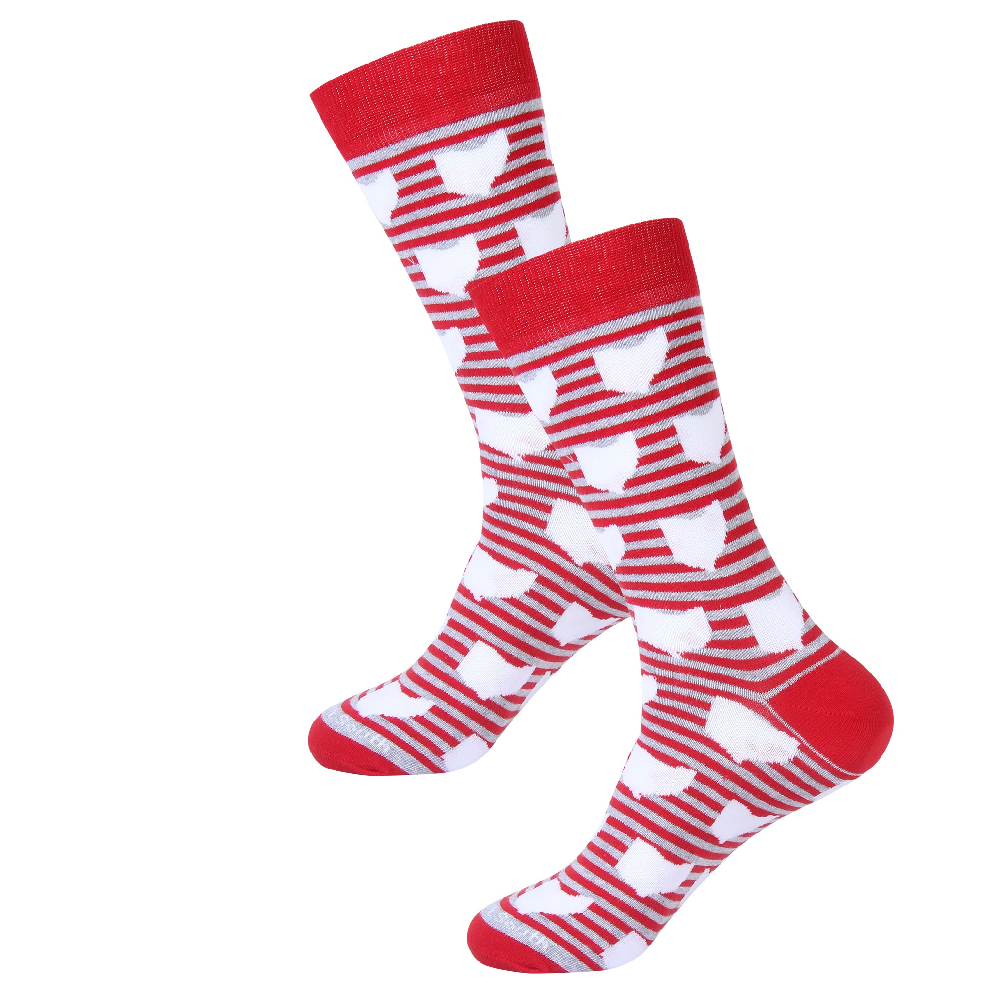 Red Stripe Ohio Shape Socks