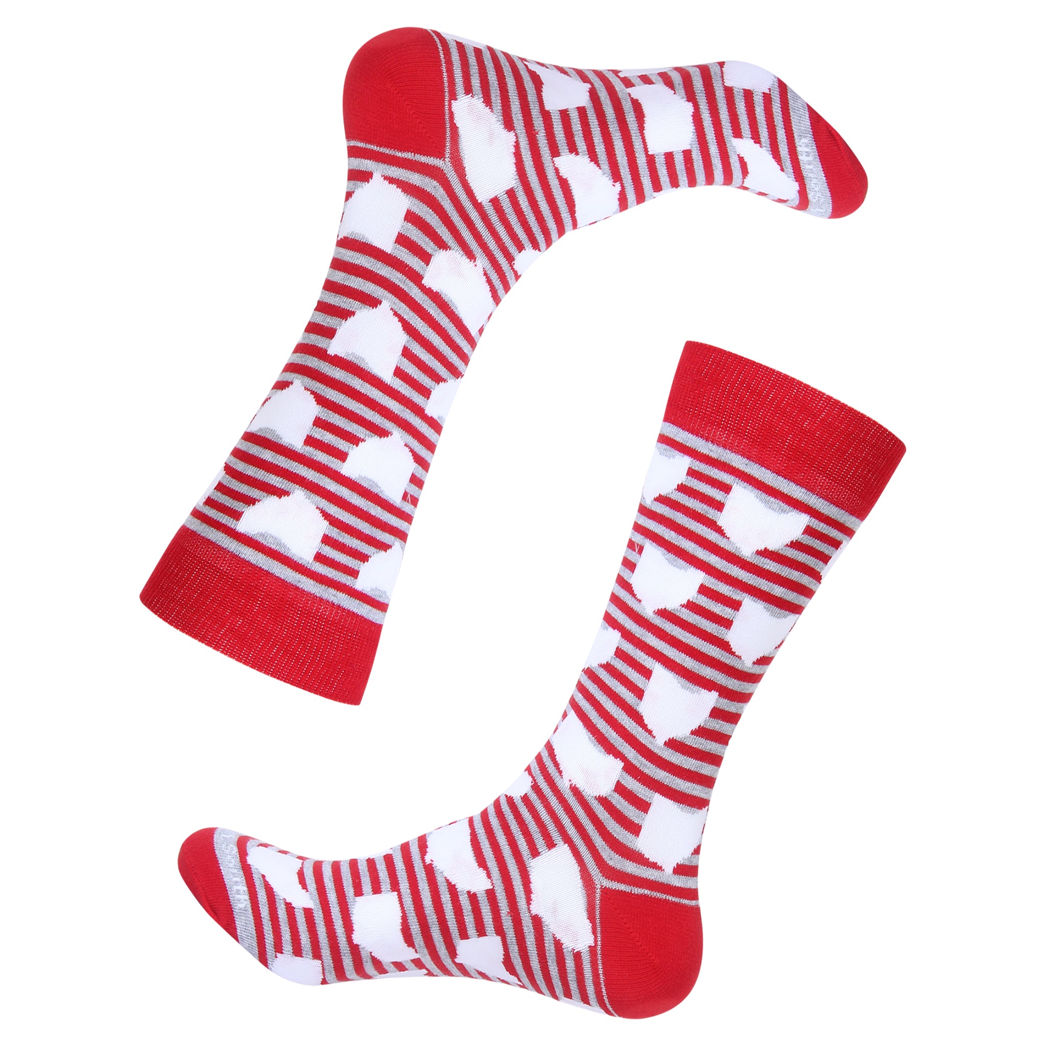 Red Stripe Ohio Shape Socks