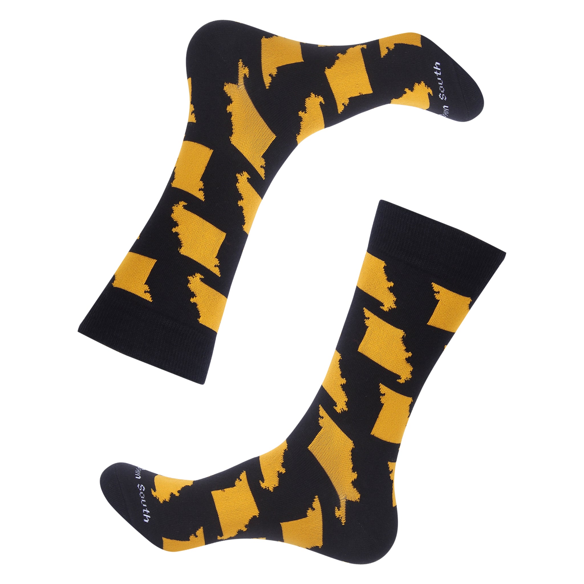 Black/Gold Missouri Shape Socks