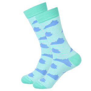 Green Stripe/Blue Kentucky Shape Socks