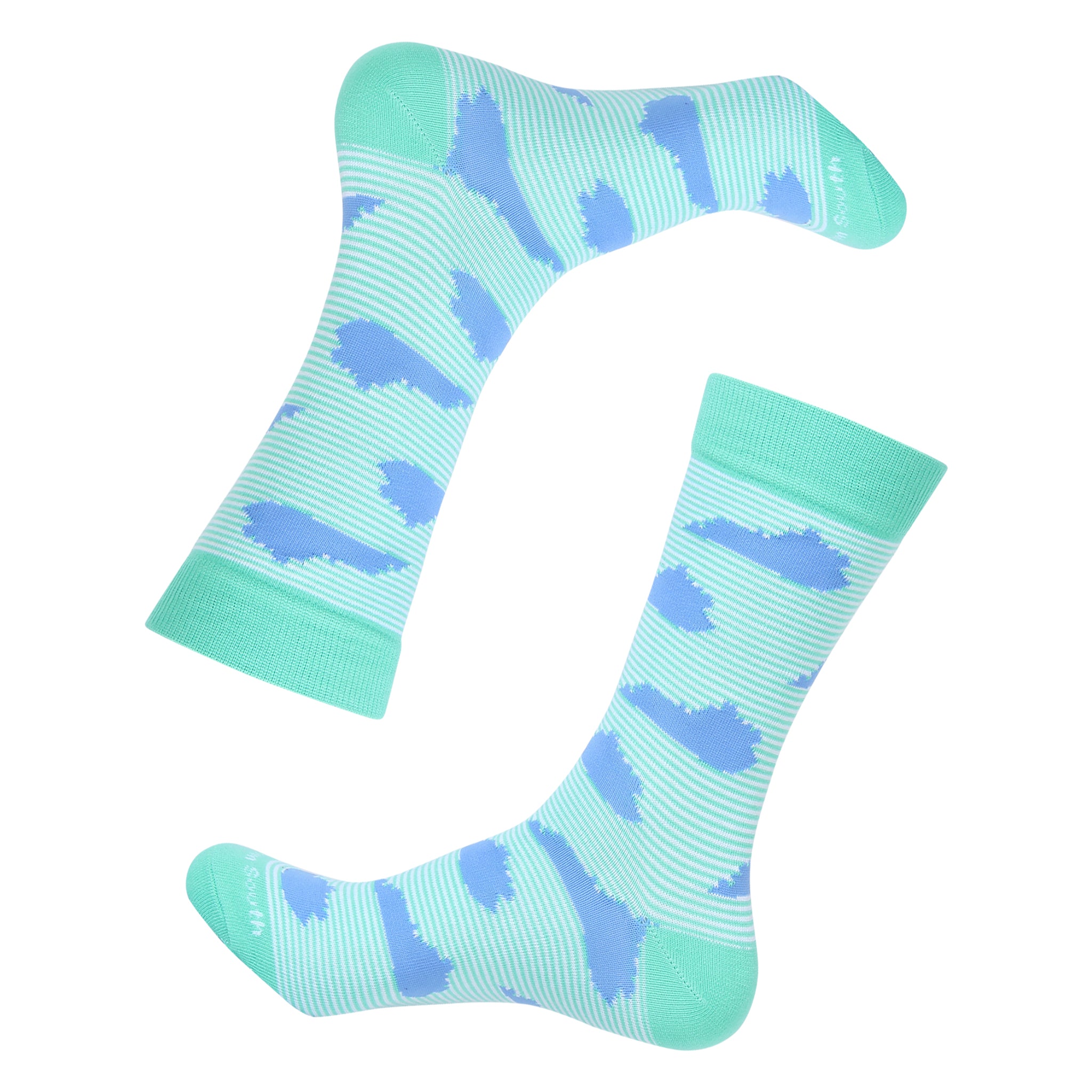 Green Stripe/Blue Kentucky Shape Socks