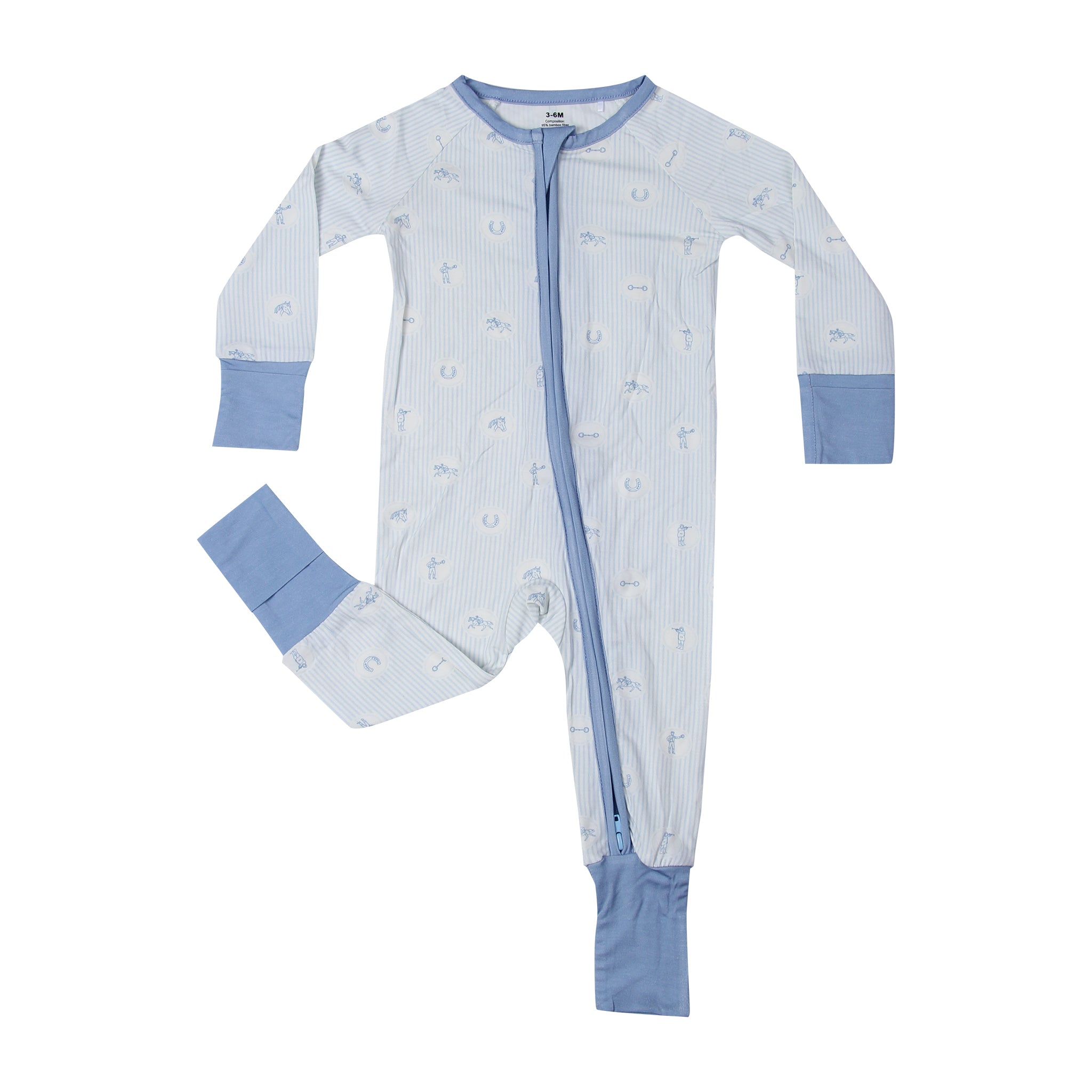 Blue Striped Horse Racing Unisex Kids Pajamas - Barrel Down South