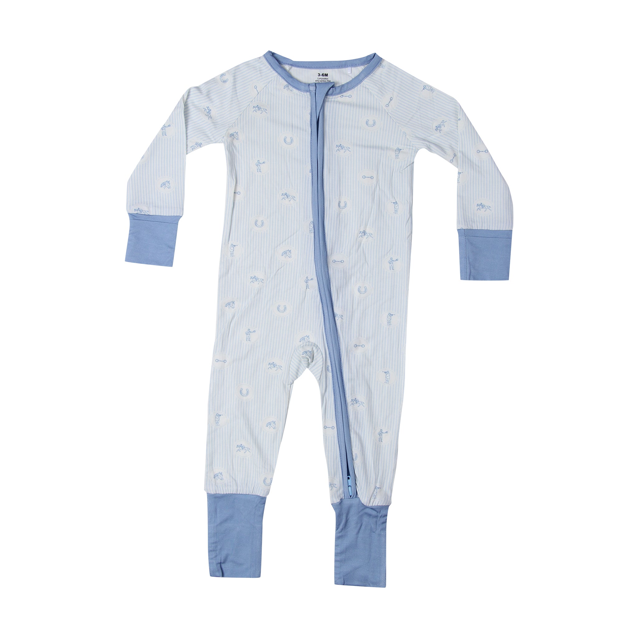 Blue Striped Horse Racing Unisex Kids Pajamas - Barrel Down South