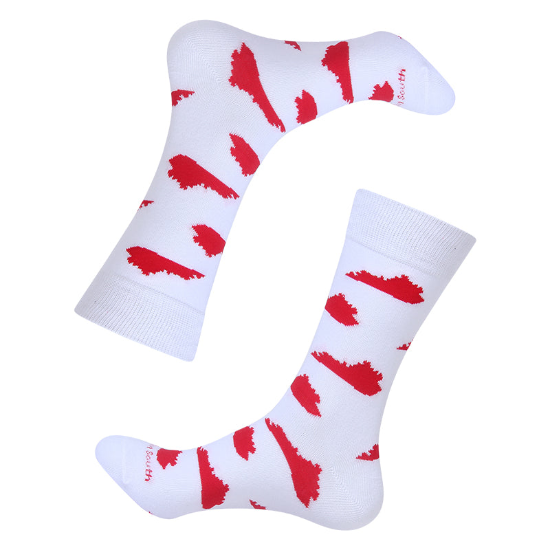 White/Red Kentucky Shape Socks