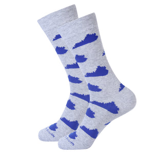 Grey/Blue Kentucky Shape Socks