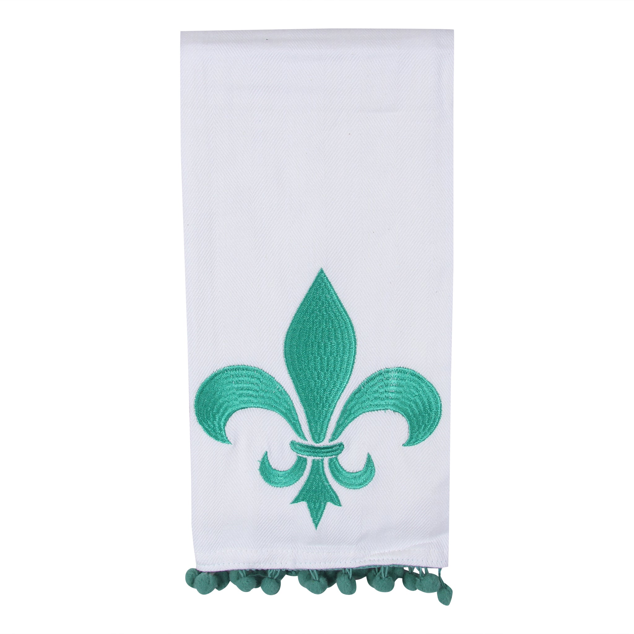 Green Fleur De Lis Tea Towel