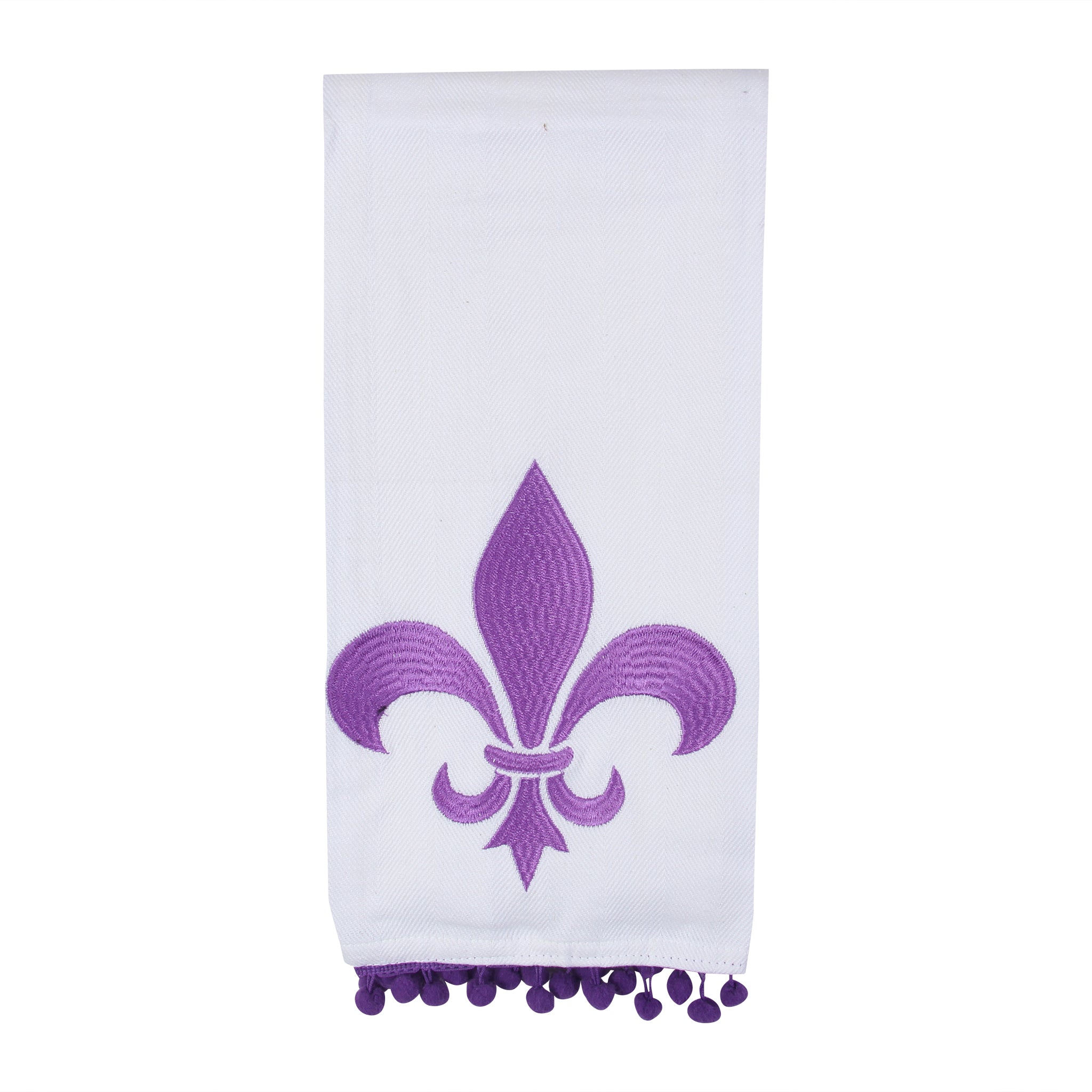 Purple Fleur De Lis Tea Towel