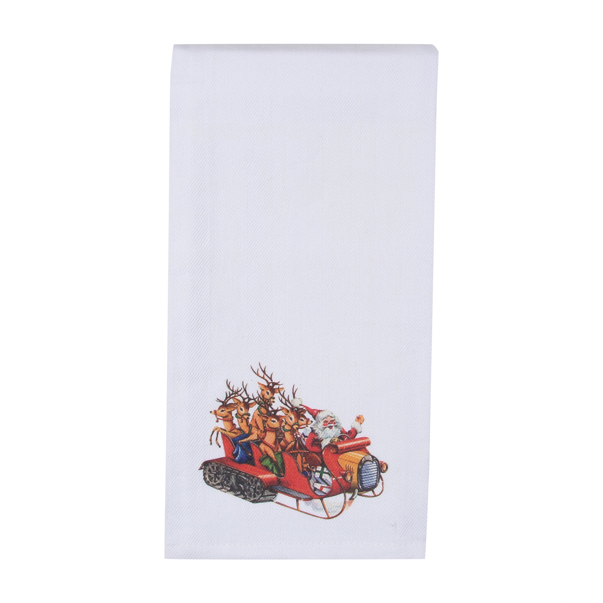 Santa and Reindeer in Sleigh Tea Towel