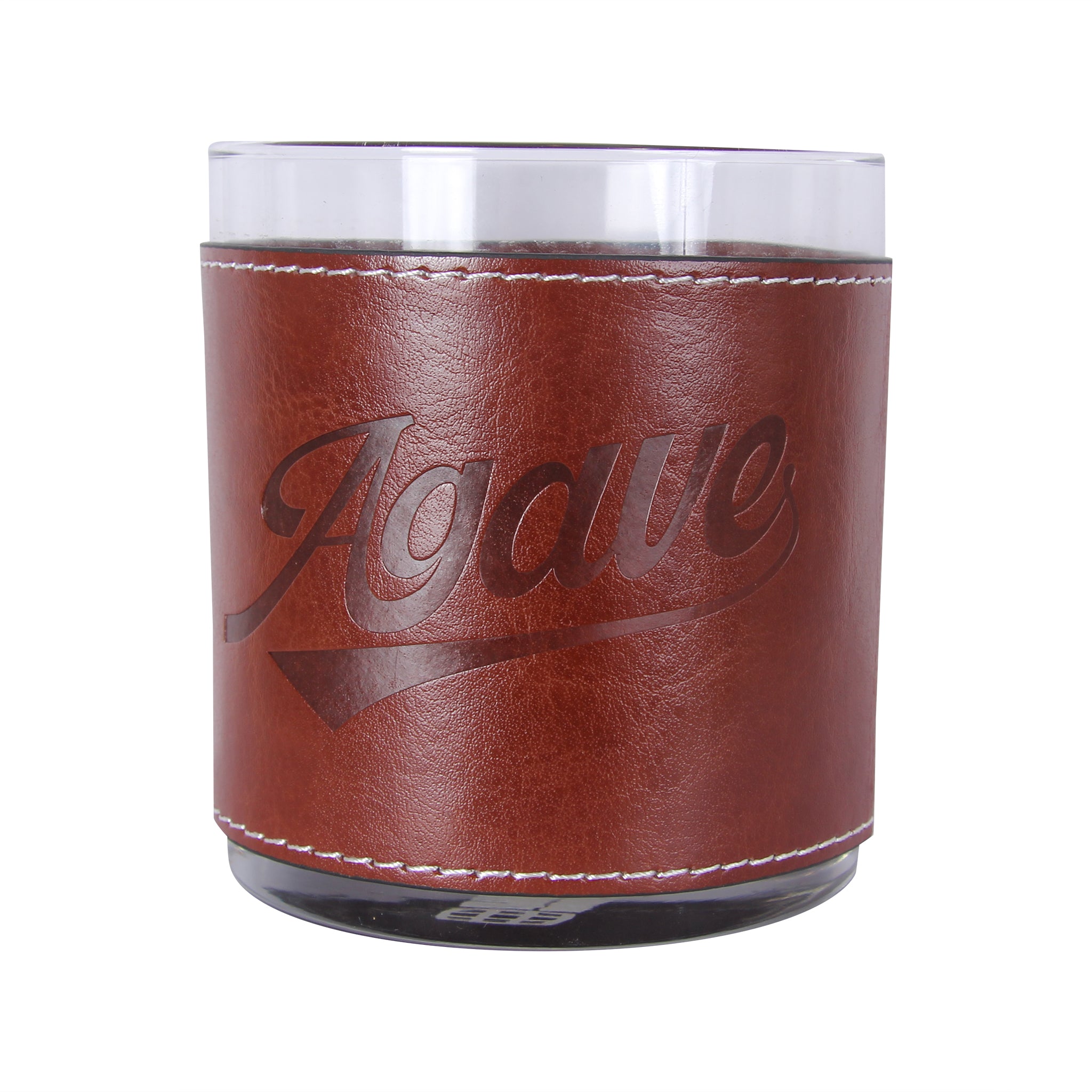 Agave Leather Rocks Glass - Thumbnail 3