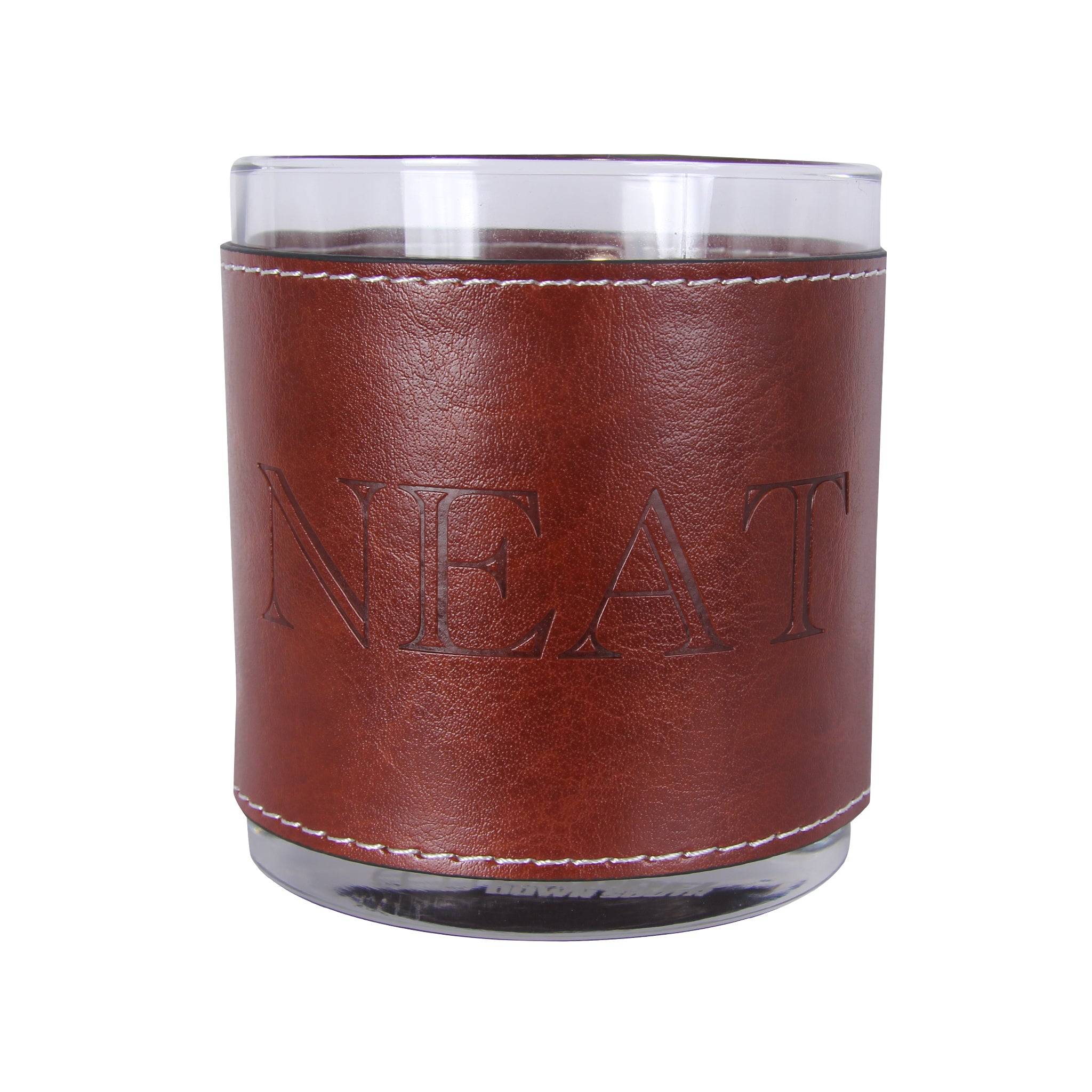 Neat Word Faux Leather Rocks Glass