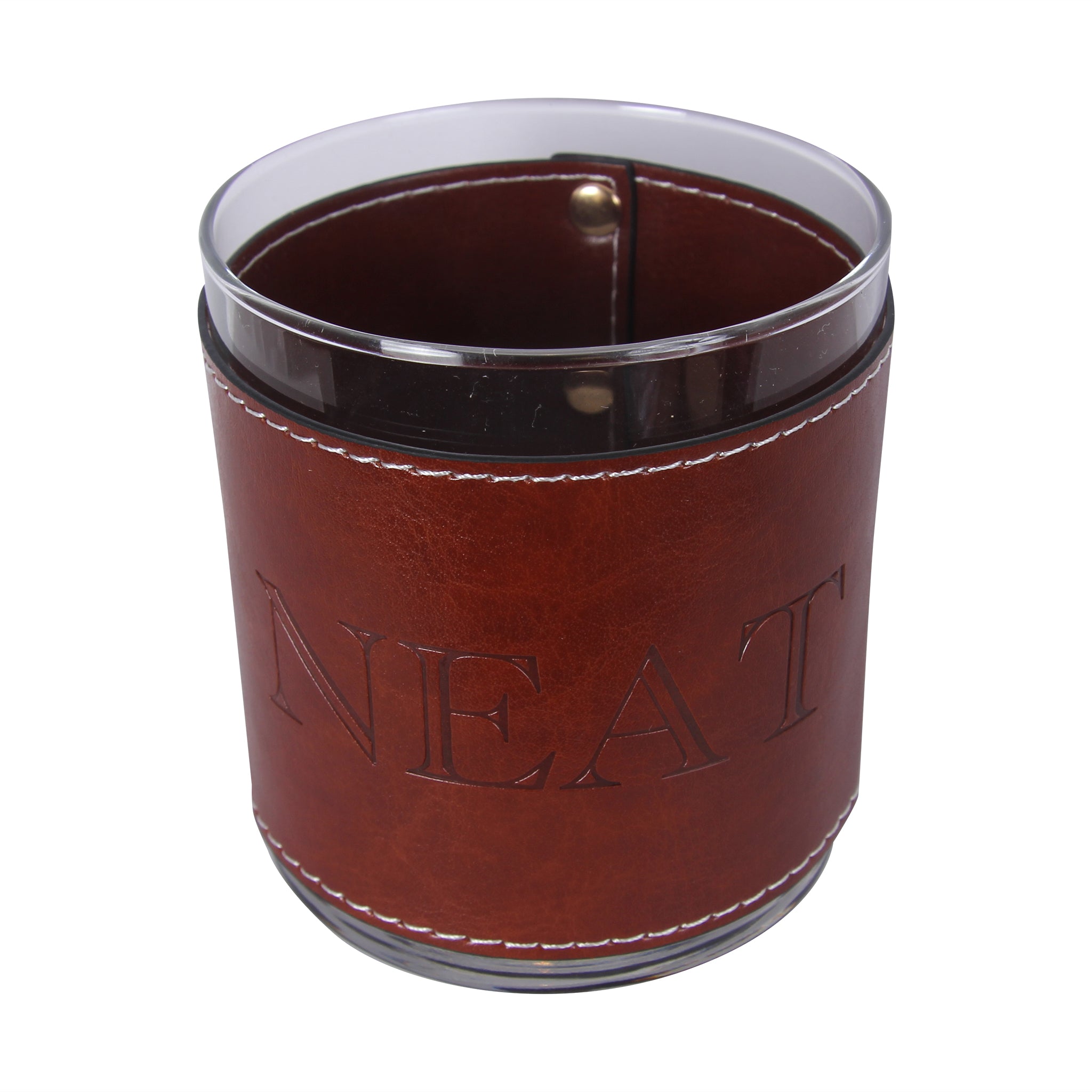 Neat Word Faux Leather Rocks Glass - Thumbnail 2