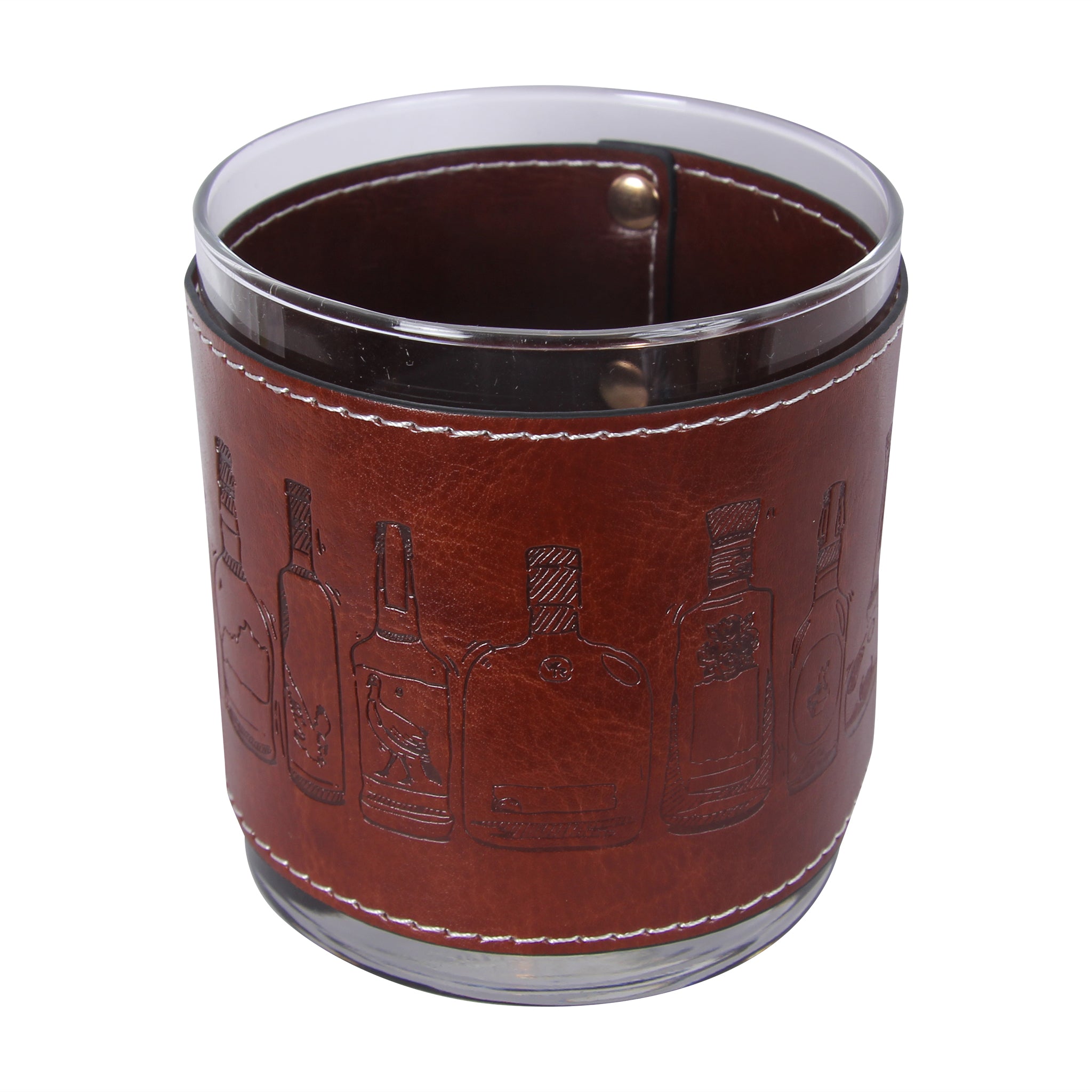 KY Whiskey Bottles Faux Leather Rocks Glass - Thumbnail 2