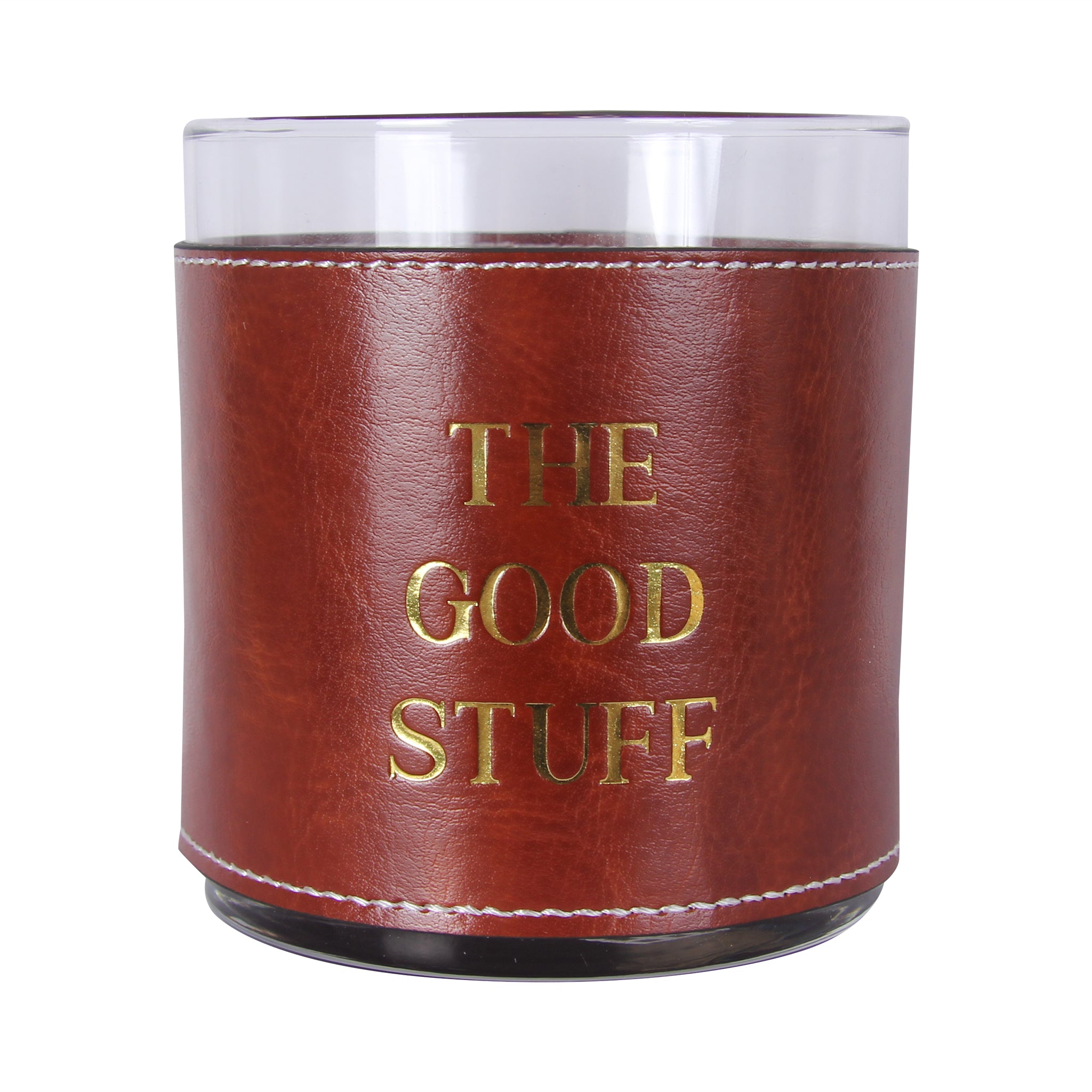 Gold The Good Stuff Faux Leather Rocks Glass