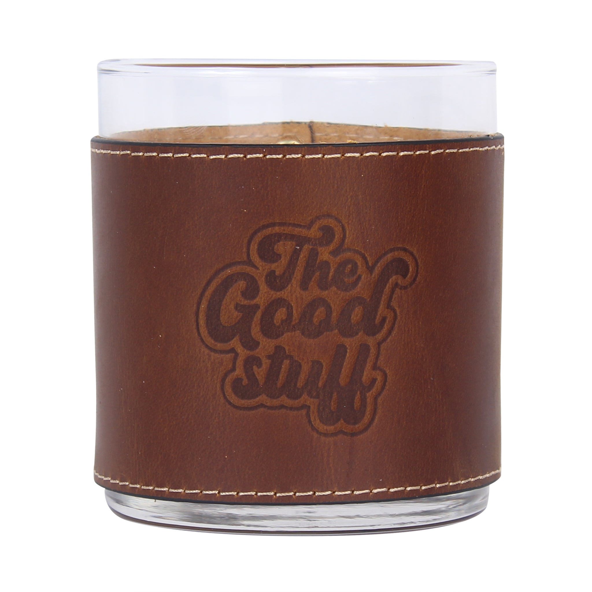 Gold The Good Stuff Faux Leather Rocks Glass - Thumbnail 2