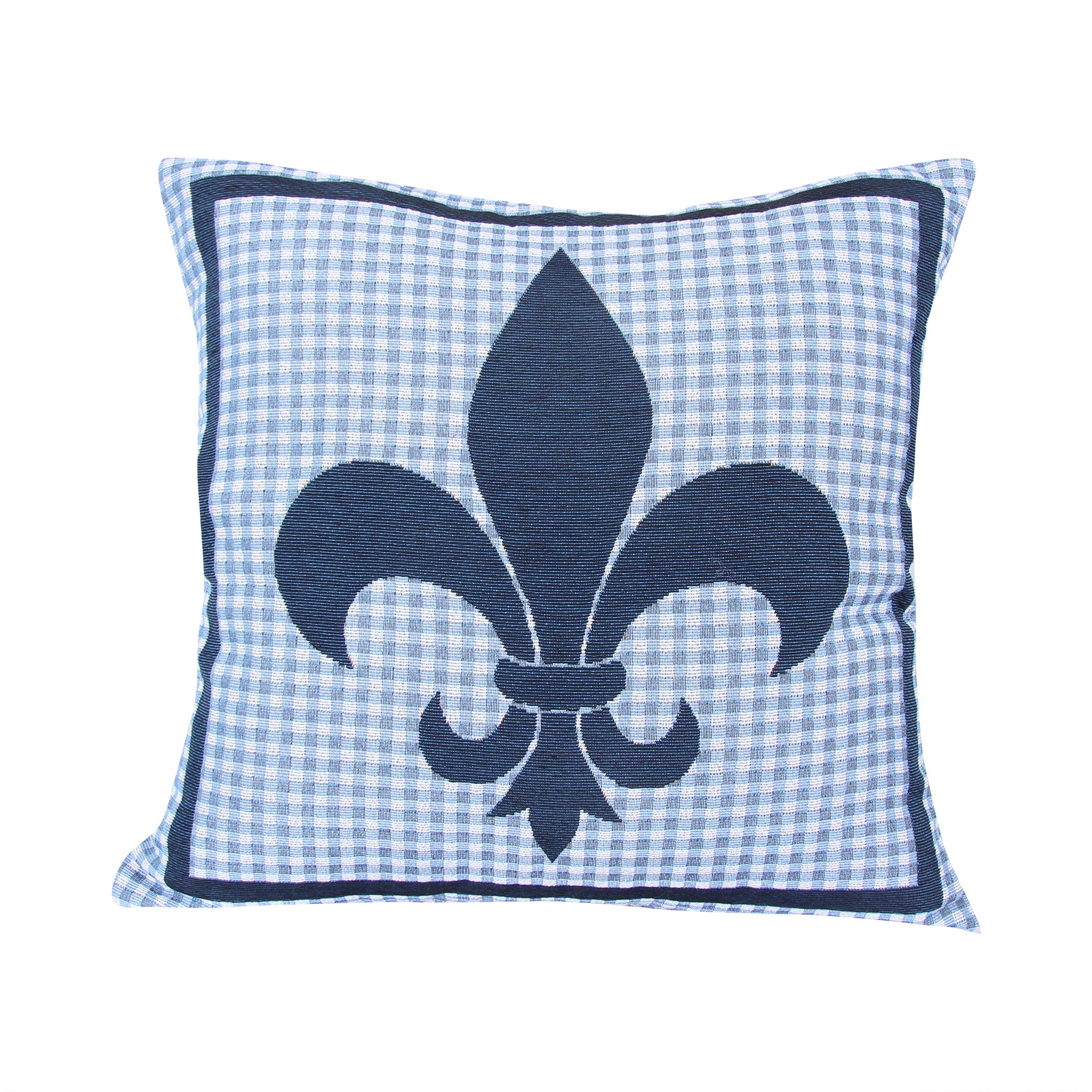 Blue Gingham Fleur De Lis Pillow