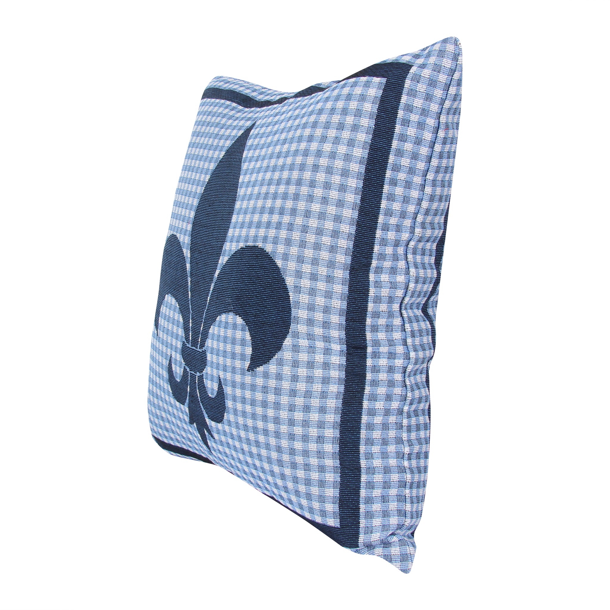 Blue Gingham Fleur De Lis Pillow - Thumbnail 2