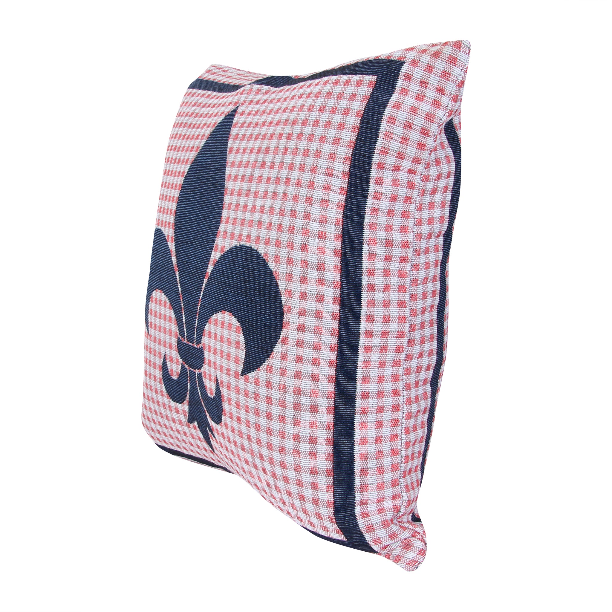 Blue Gingham Fleur De Lis Pillow - Thumbnail 3