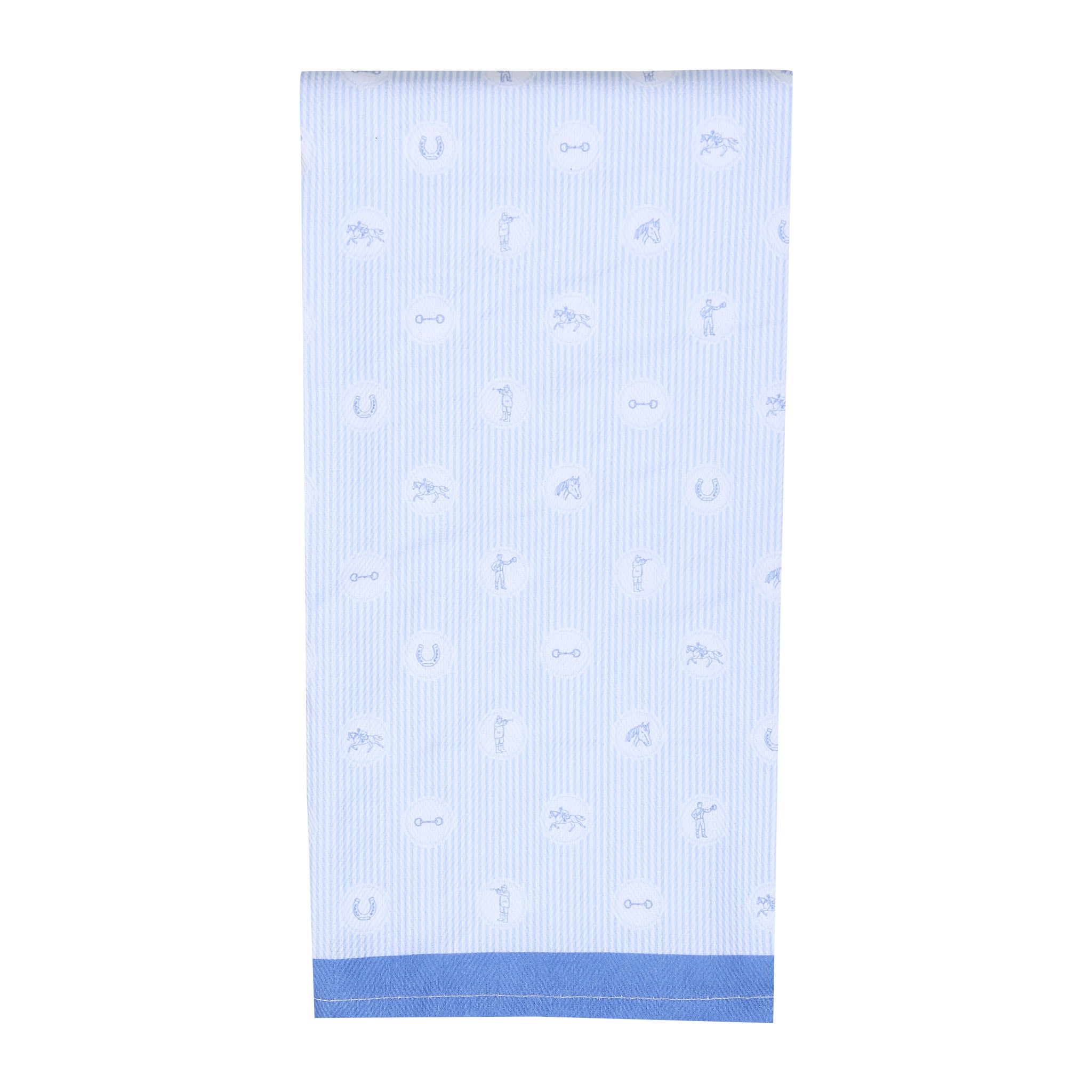 Blue Stripe Horse Racing Icons Tea Towel - Barrel Down South