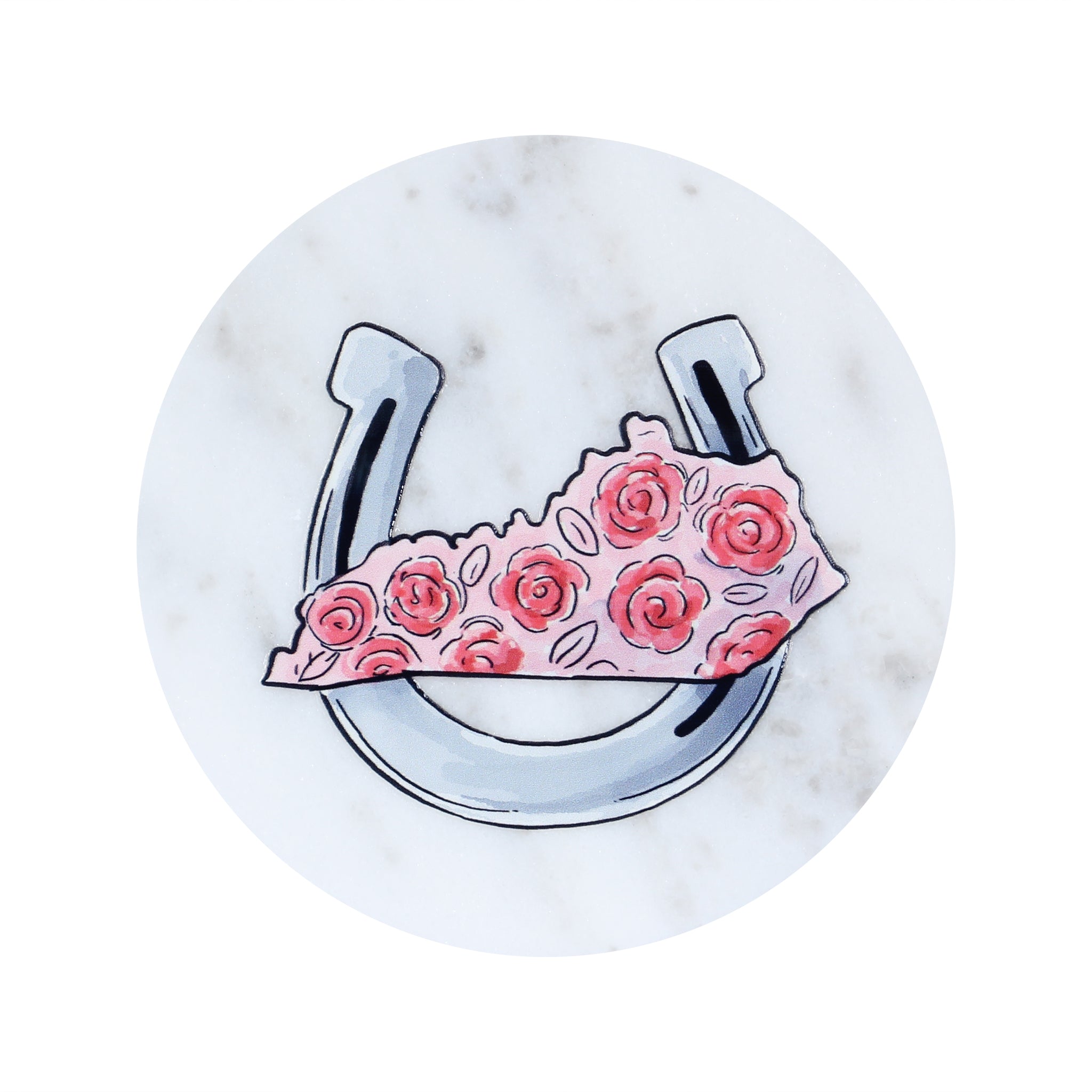 KY Roses In Horseshoe Marble Coaster - Barrel Down South