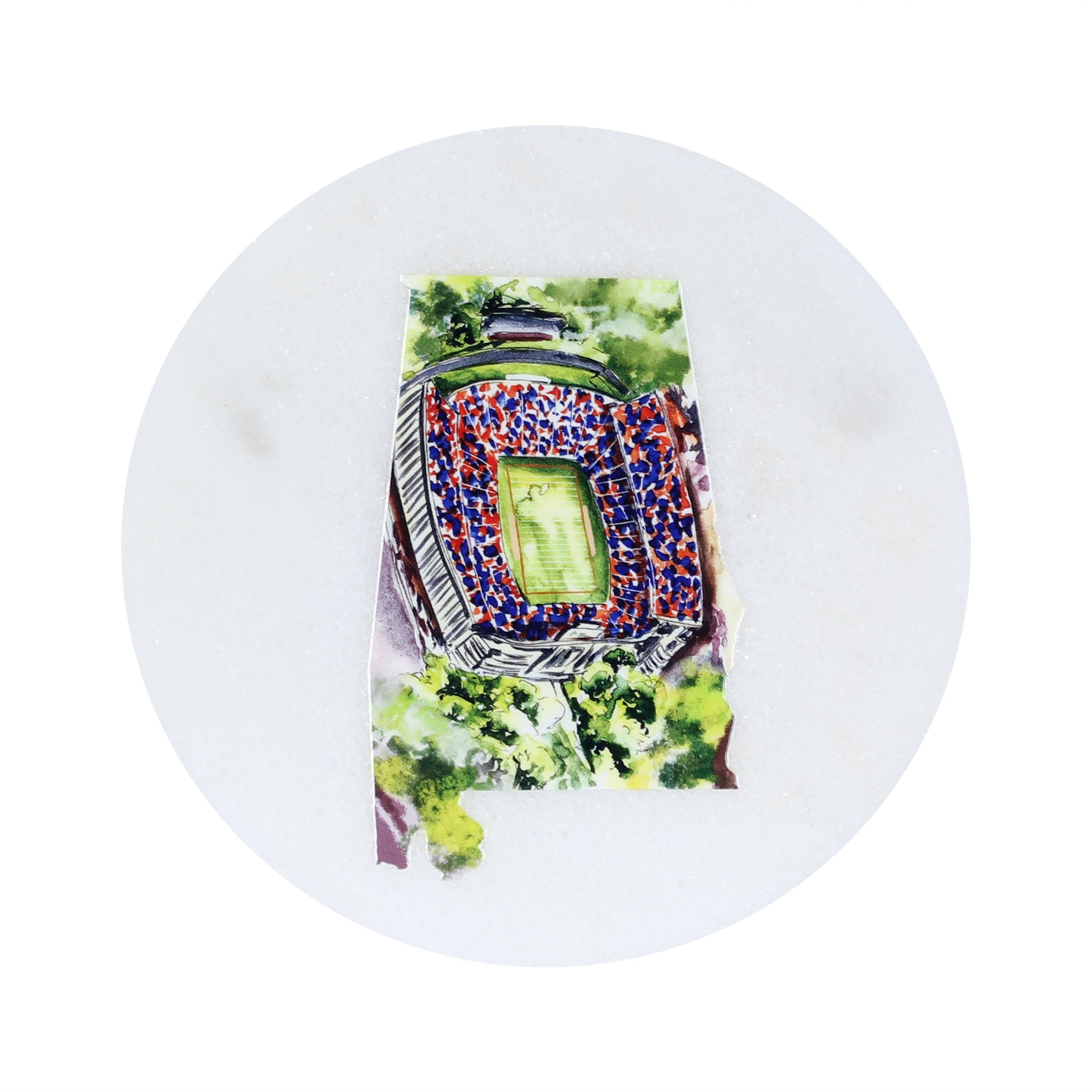 Alabama Blue and Orange Stadium Marble Coaster - Barrel Down South