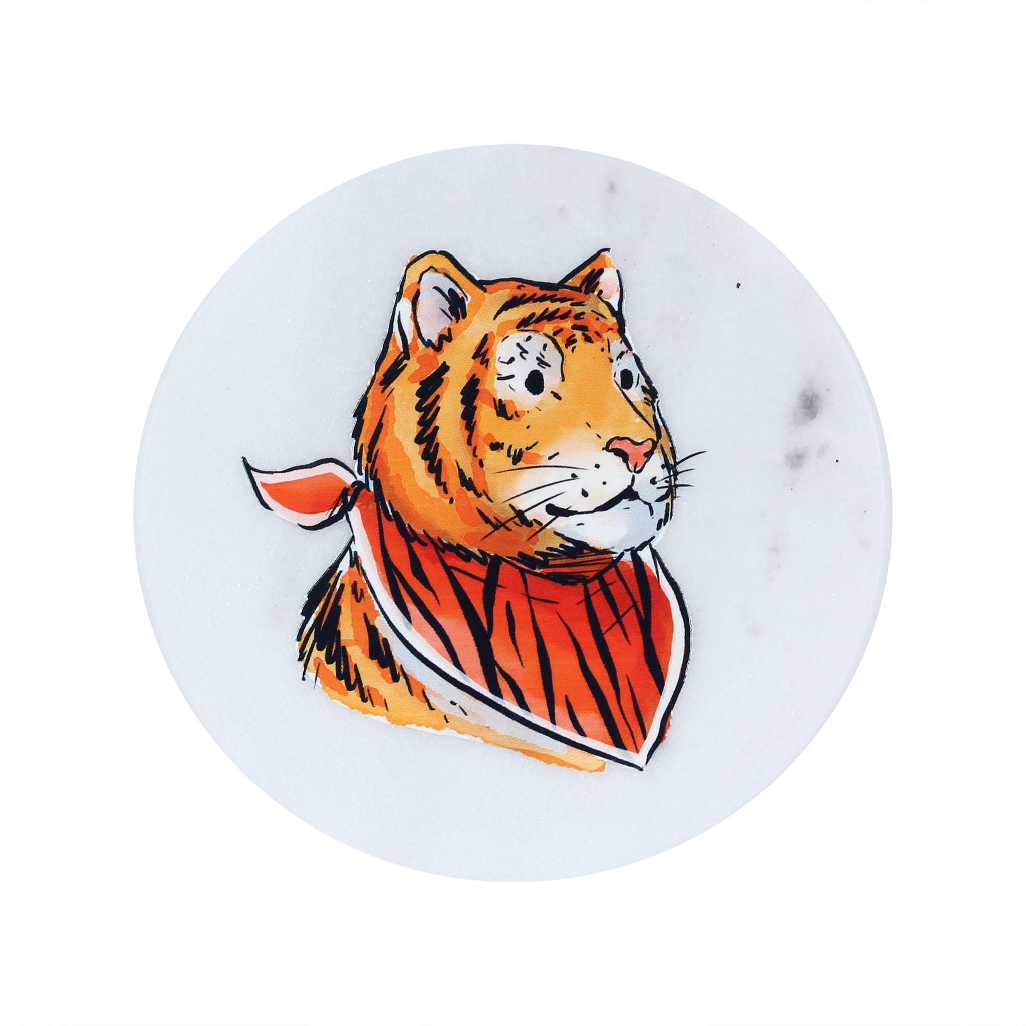 Orange Tiger Face Marble Coaster - Barrel Down South