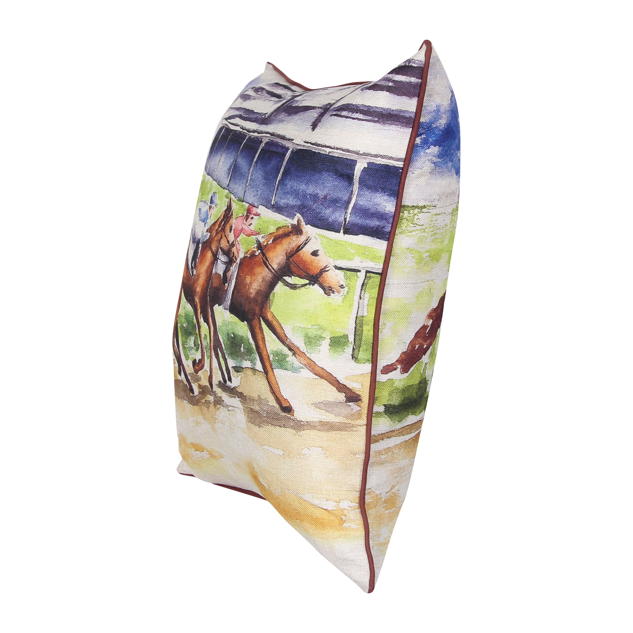 Barrel Down South Neck and Neck Horse Racing Pillow - Thumbnail 3