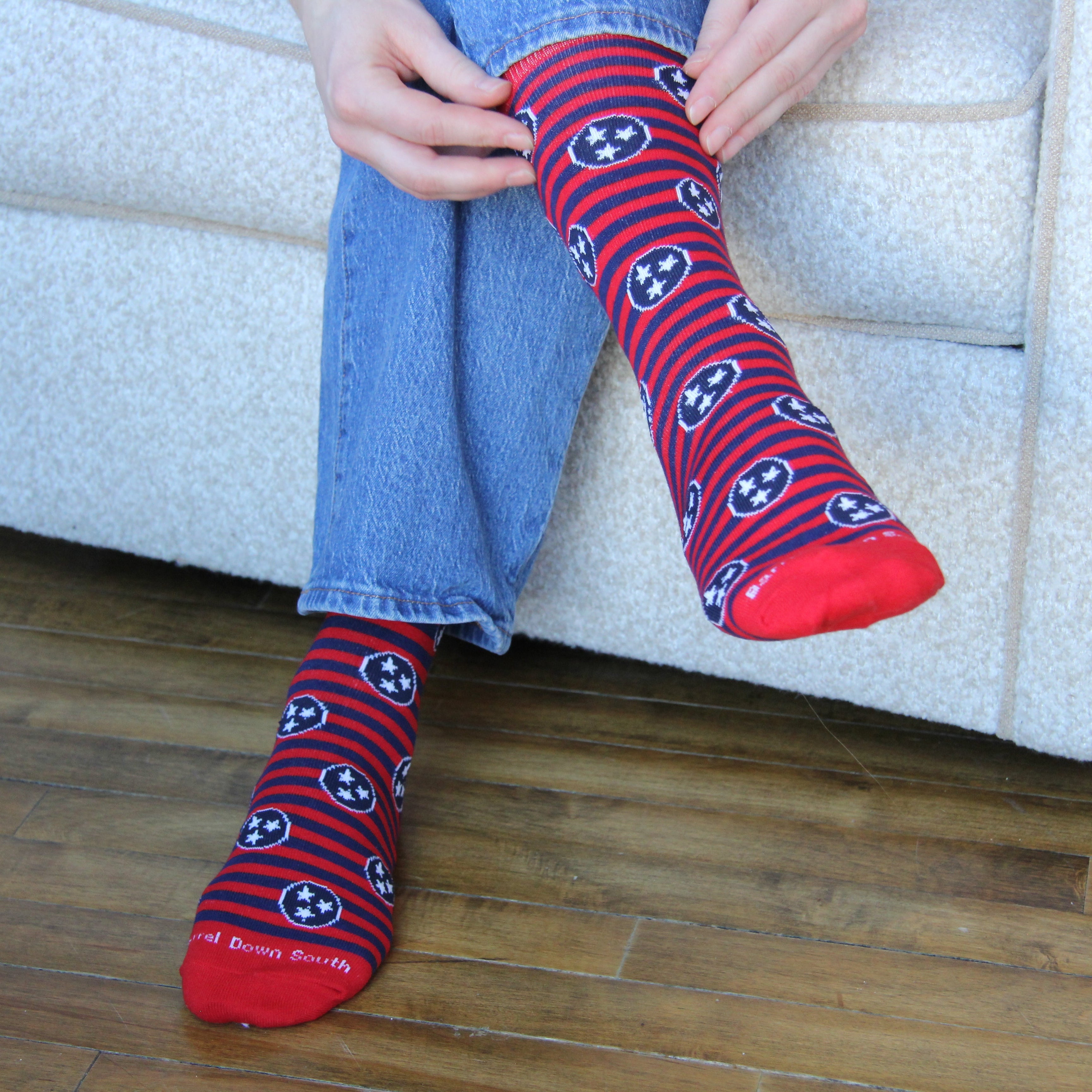Red Stripe Tennessee Tri Star Socks - Barrel Down South