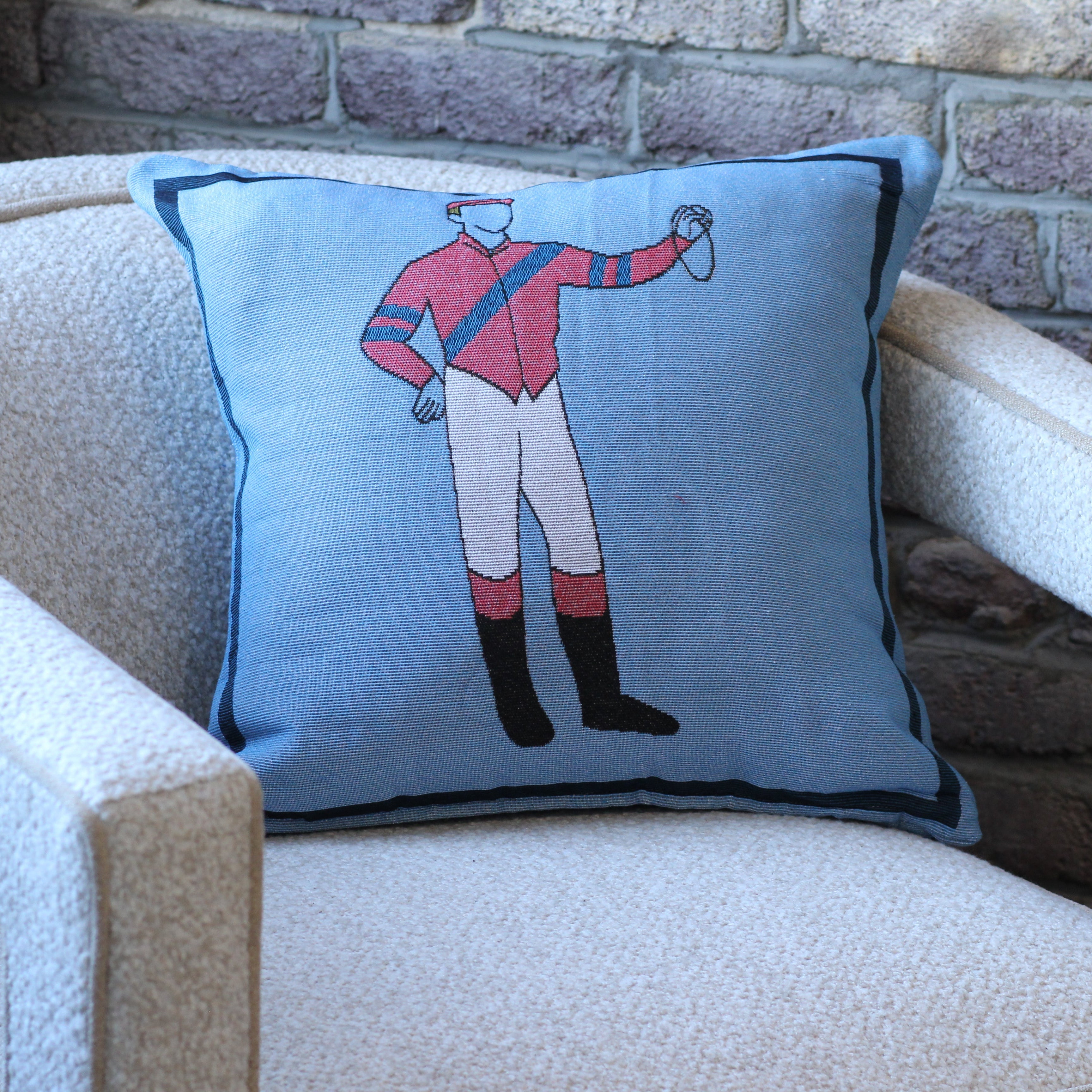Standing Jockey Pillow - Blue - Barrel Down South
