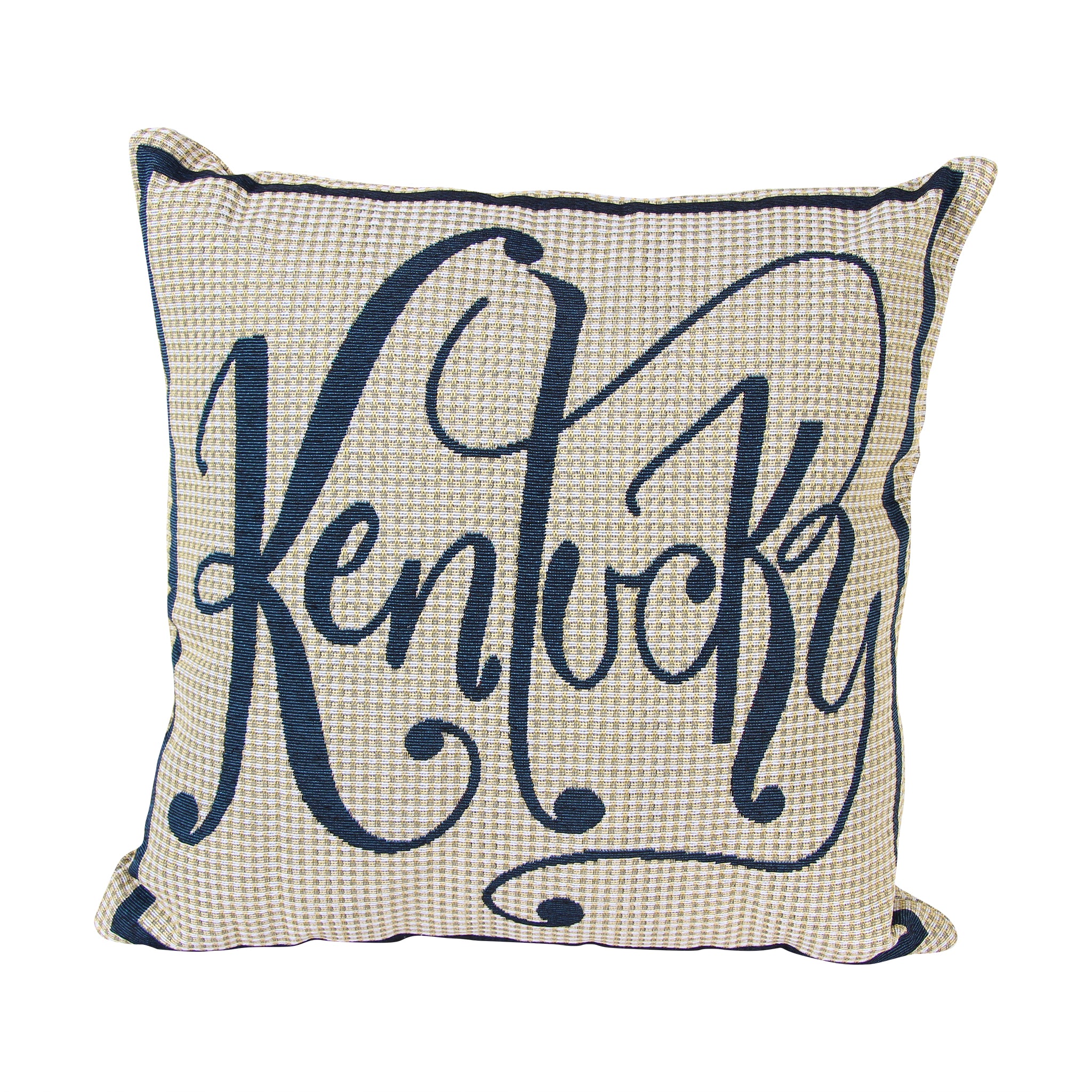 Yellow Plaid Kentucky Word Pillow