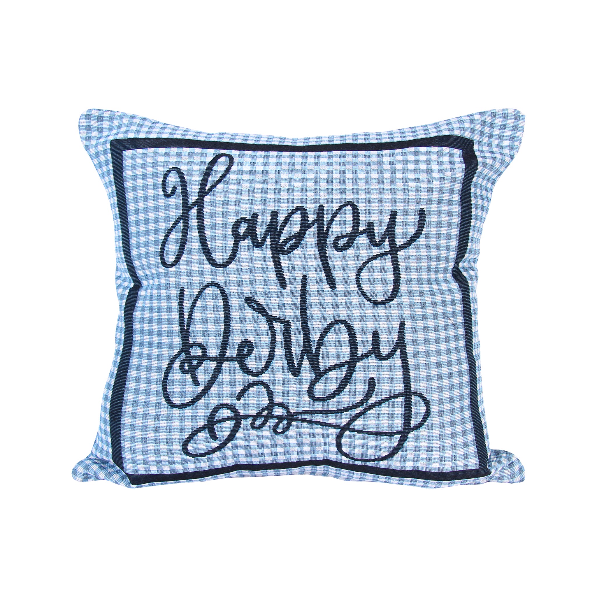 Blue Plaid Happy Derby Pillow