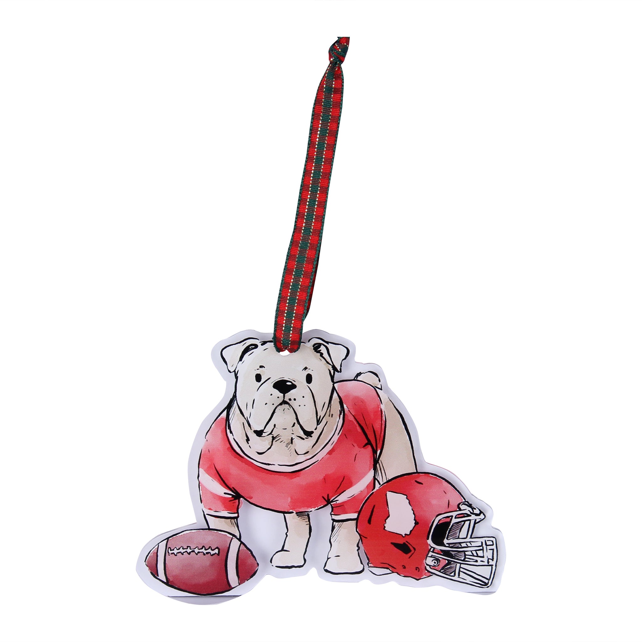 Bulldog with Helmet Acrylic Ornament – Barrel Down South