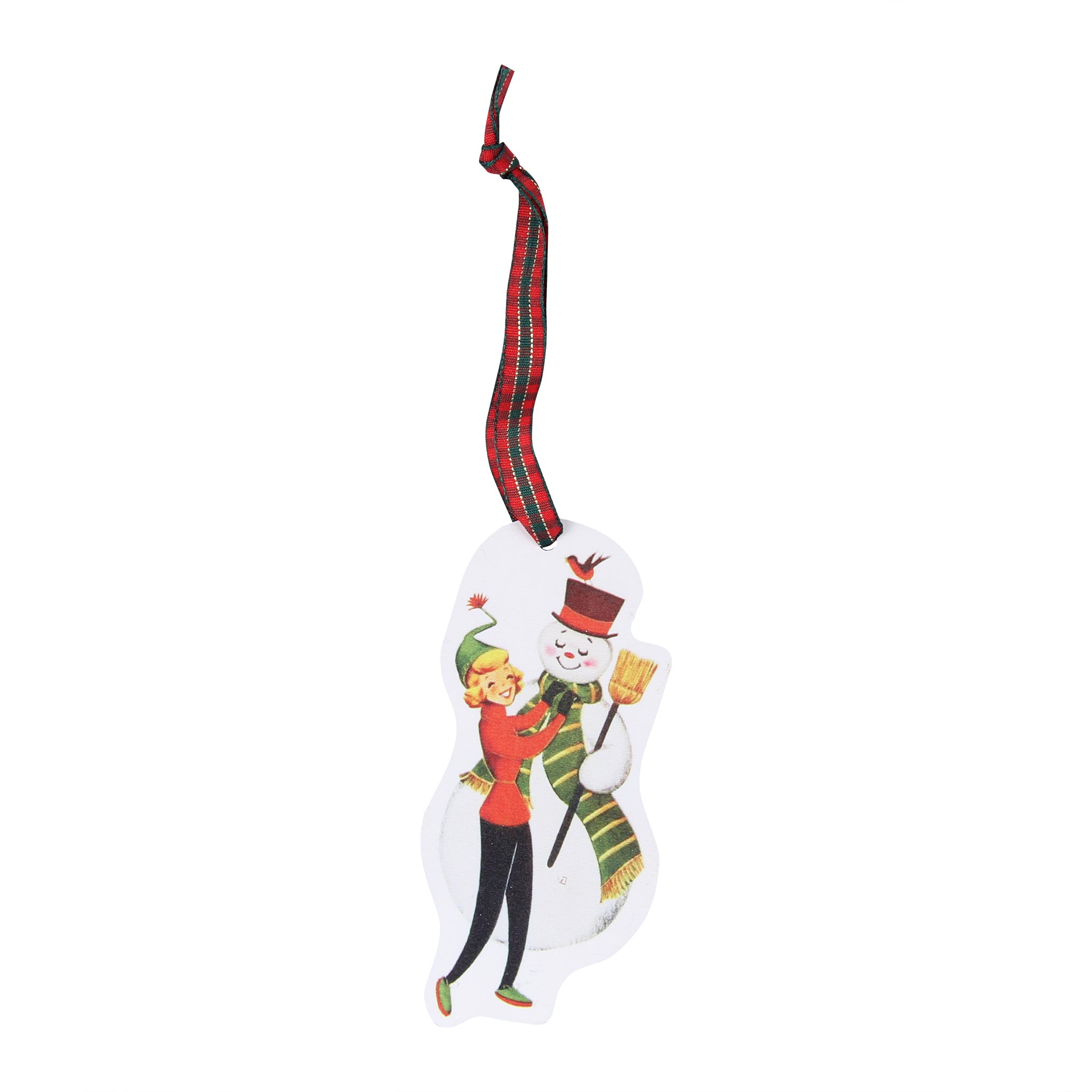 Woman Dressing a Snowman Ornament