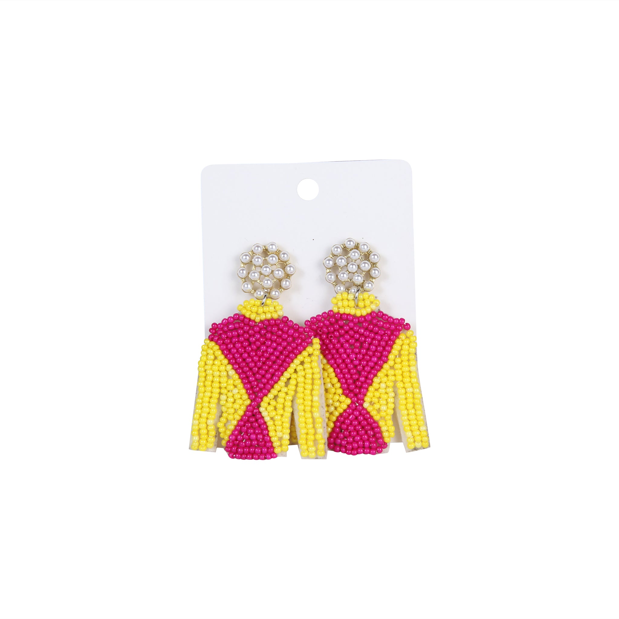 Pink/Yellow Jockey Silk Earrings