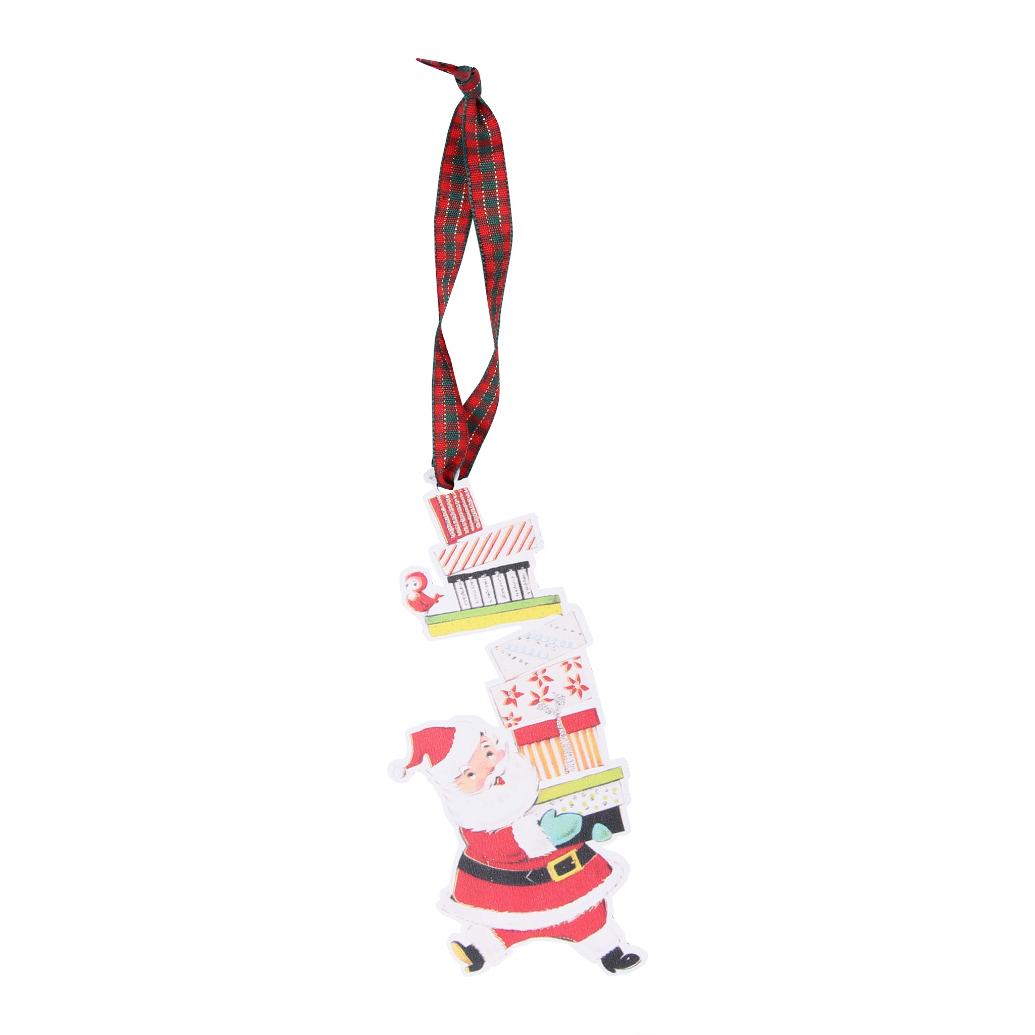 Santa Carrying Stack of Gifts Ornament