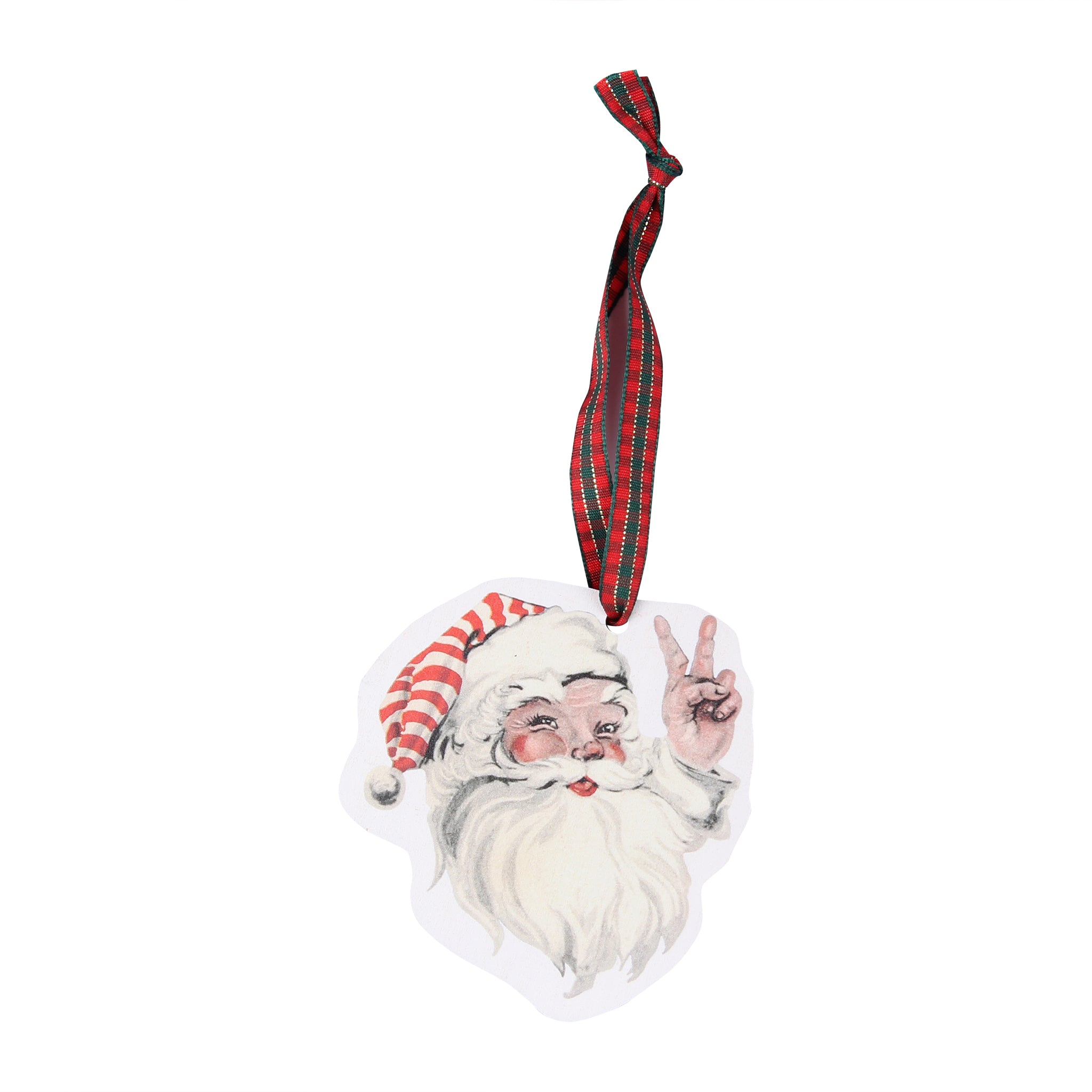 Santa Face Peace Sign Ornament