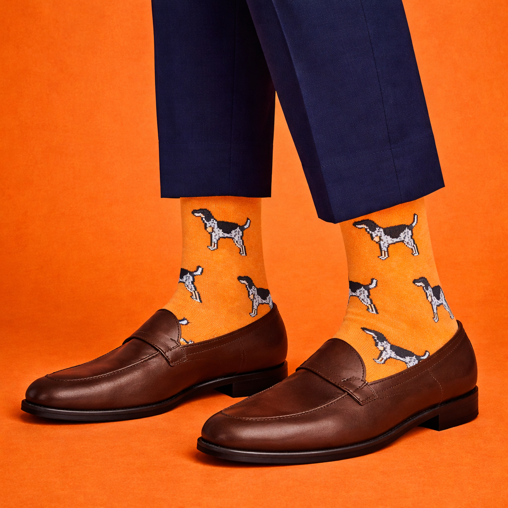Orange Coonhound Socks Barrel Down South Orange Coonhound Socks Barrel Down South