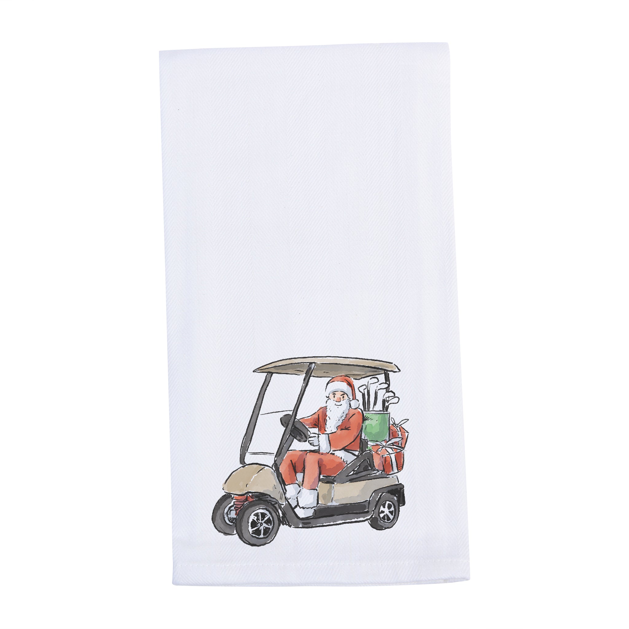 Barrel Down South Santa Golf Cart Tea Towel - Thumbnail 2