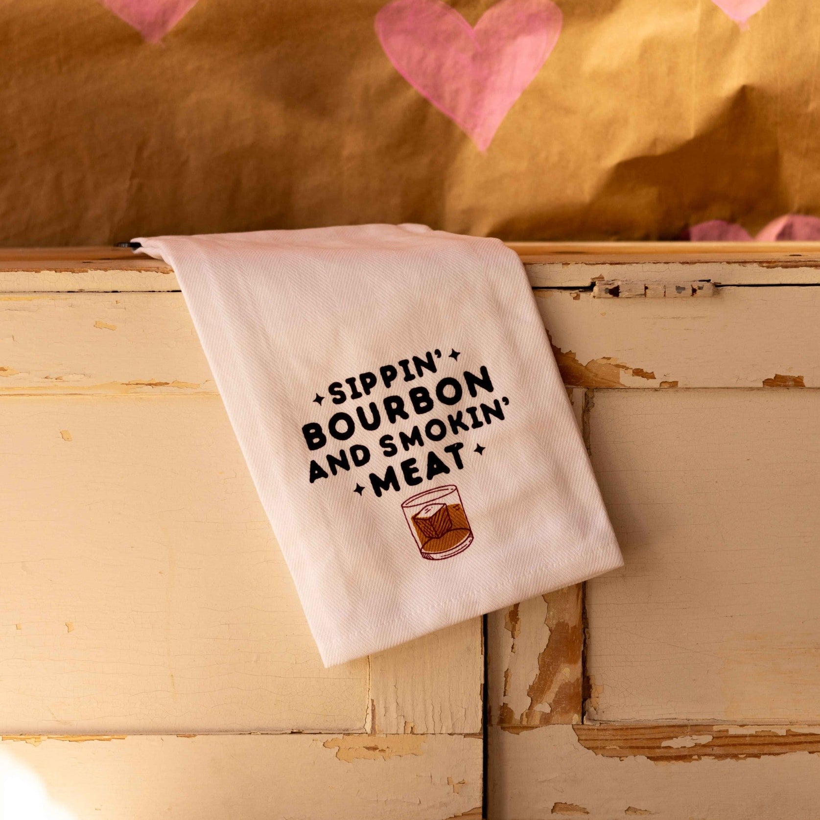 Sippin' Bourbon and Smokin' Meat Tea Towel - Barrel Down South